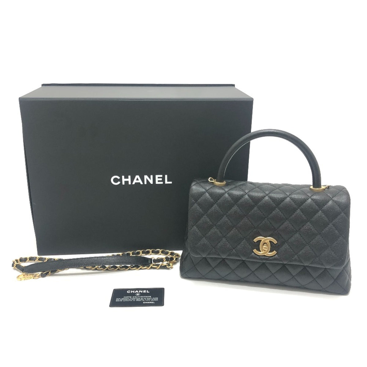 Chanel Matelasse Black Grained Calfskin Handbag Shoulder Bag (Pre-Owned)