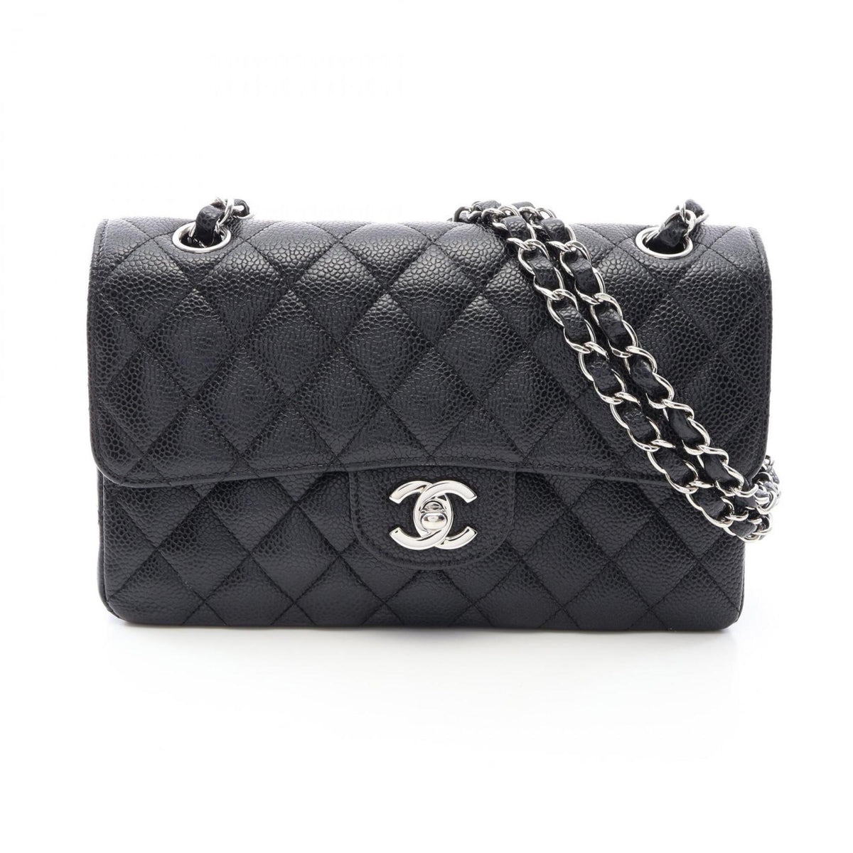Chanel Black Grained Calfskin Handbag Shoulder Bag (Pre-Owned)
