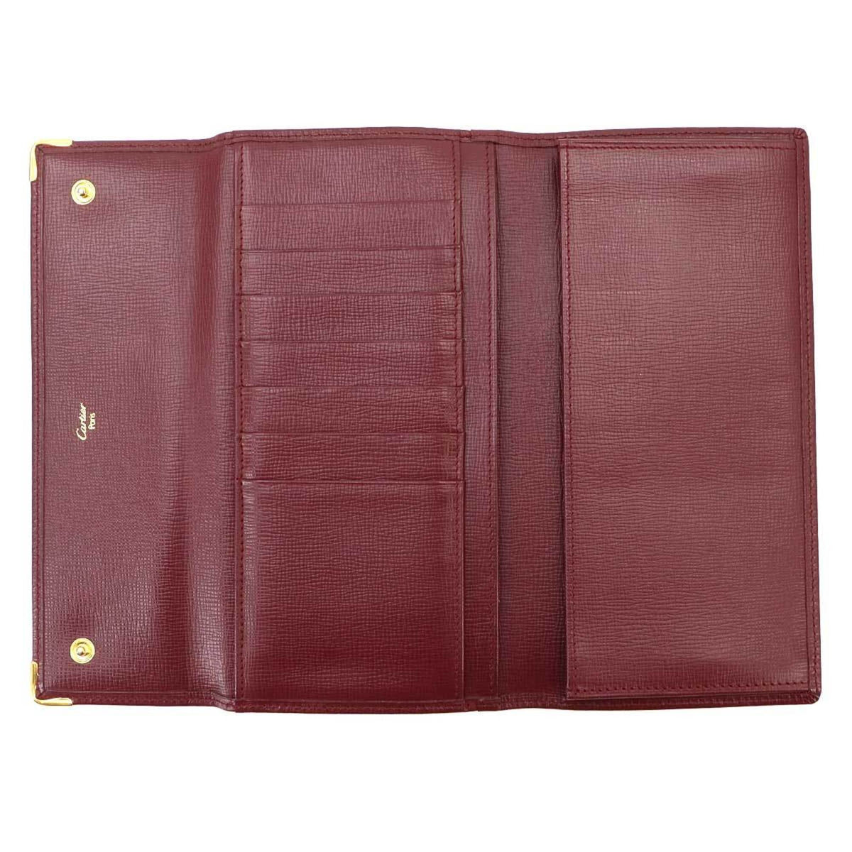 Cartier Bordeaux Leather Long Wallet (Tri-Fold) (Pre-Owned)