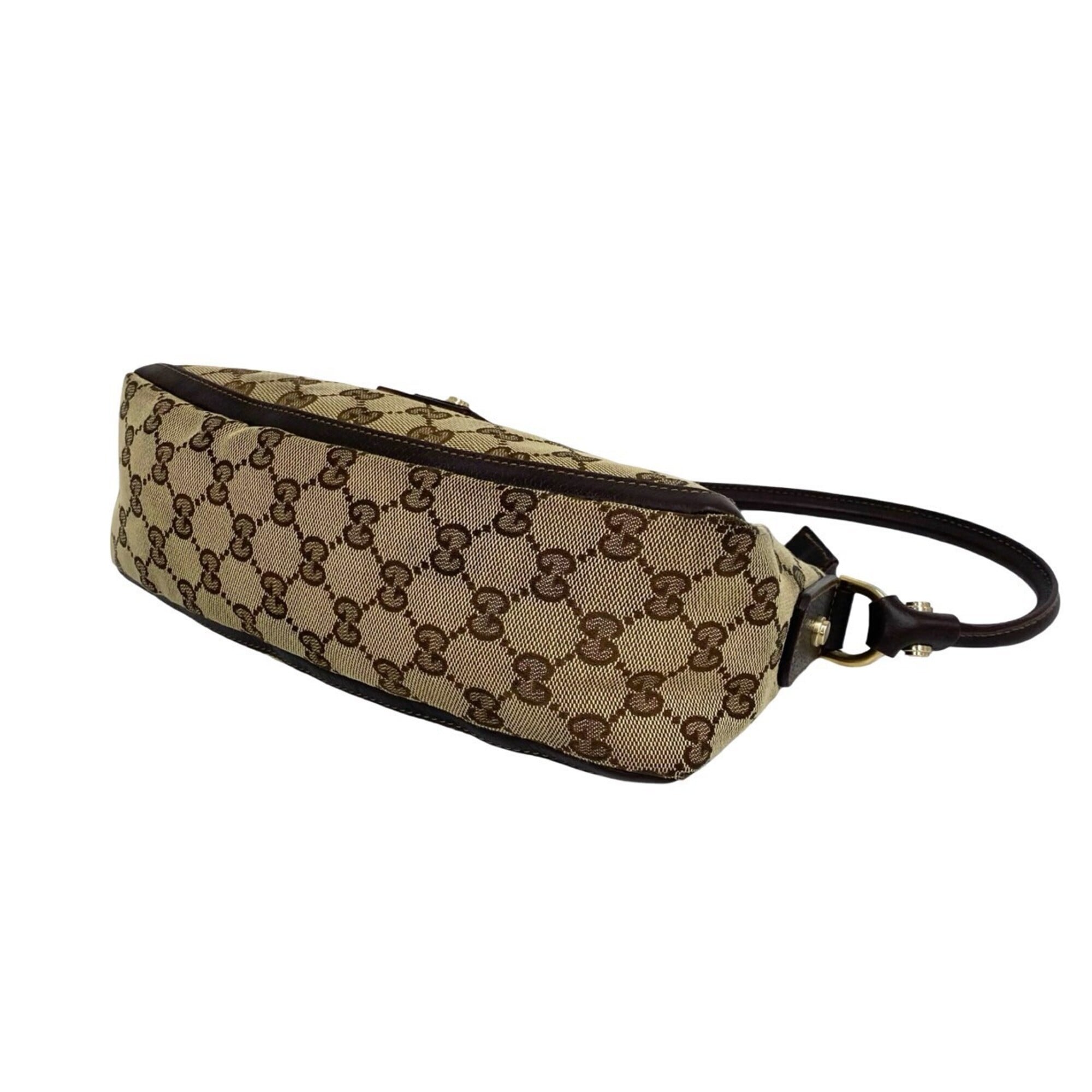 Gucci Brown Canvas Leather Handbag Shoulder Bag (Pre-Owned)