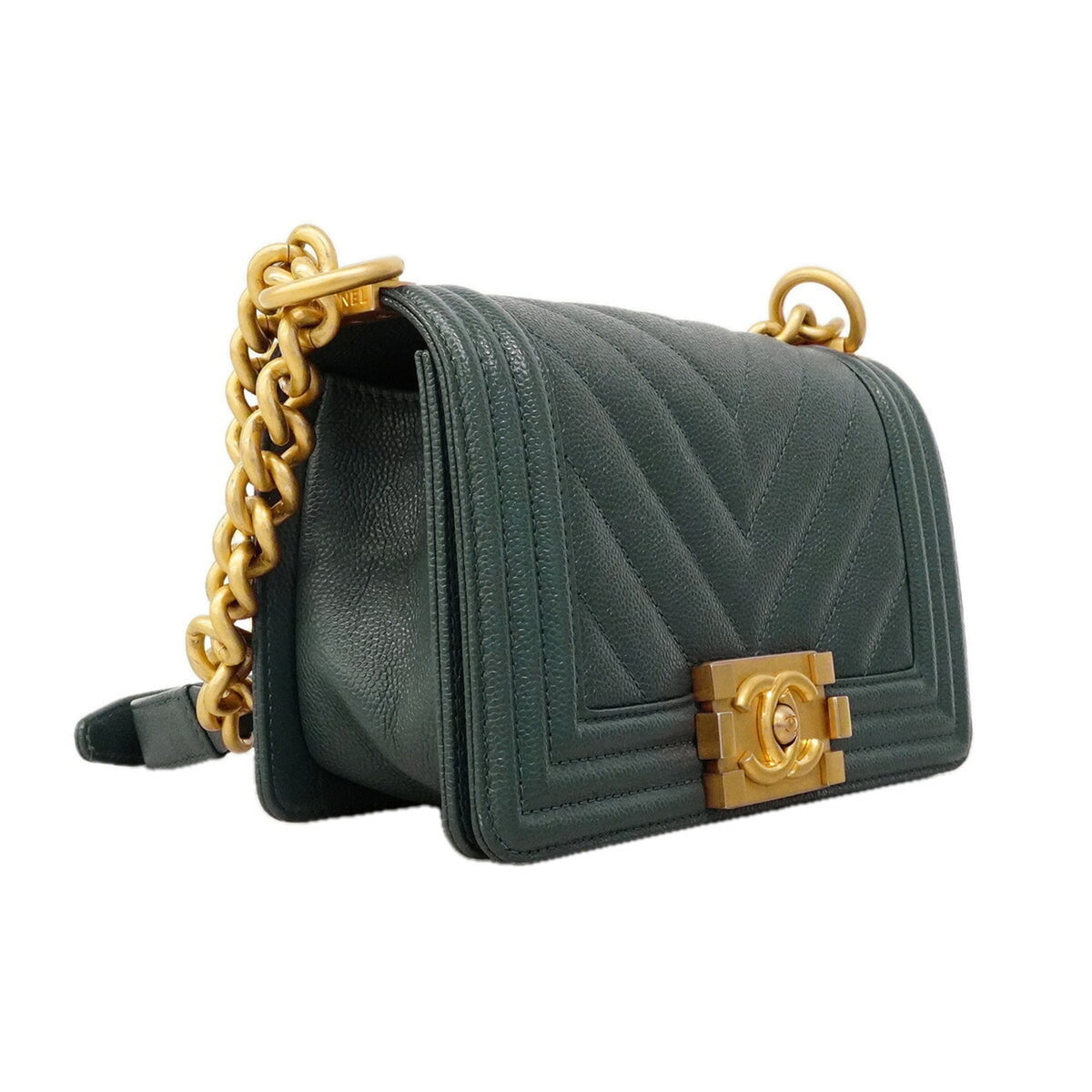 Chanel Blue Grained Calfskin Shoulder Bag (Pre-Owned)