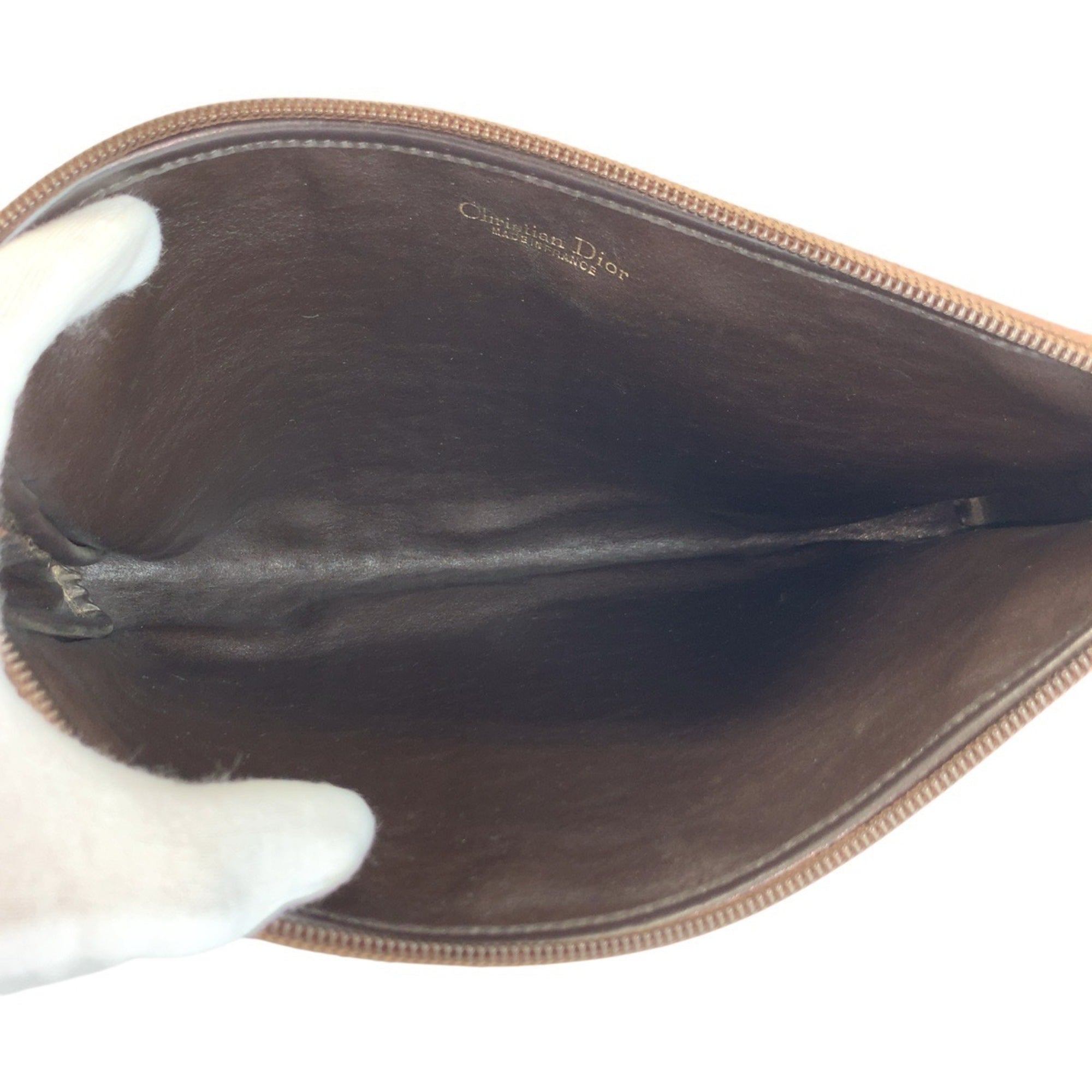 Christian Dior Beige Brown Canvas Leather Clutch Bag (Pre-Owned)