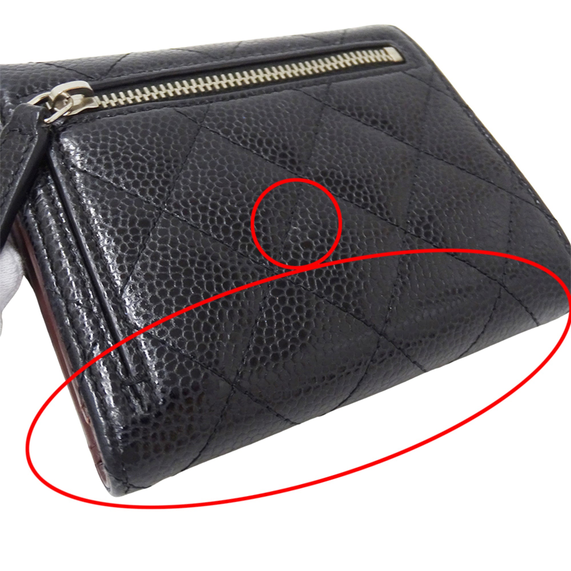 Chanel Black Grained Calfskin Wallet (Bi-Fold) (Pre-Owned)
