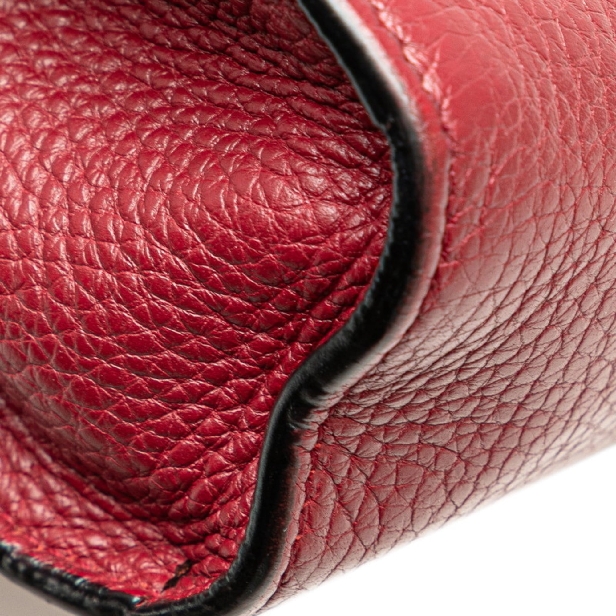 Gucci Red Color Wine Leather Shoulder Bag (Pre-Owned)
