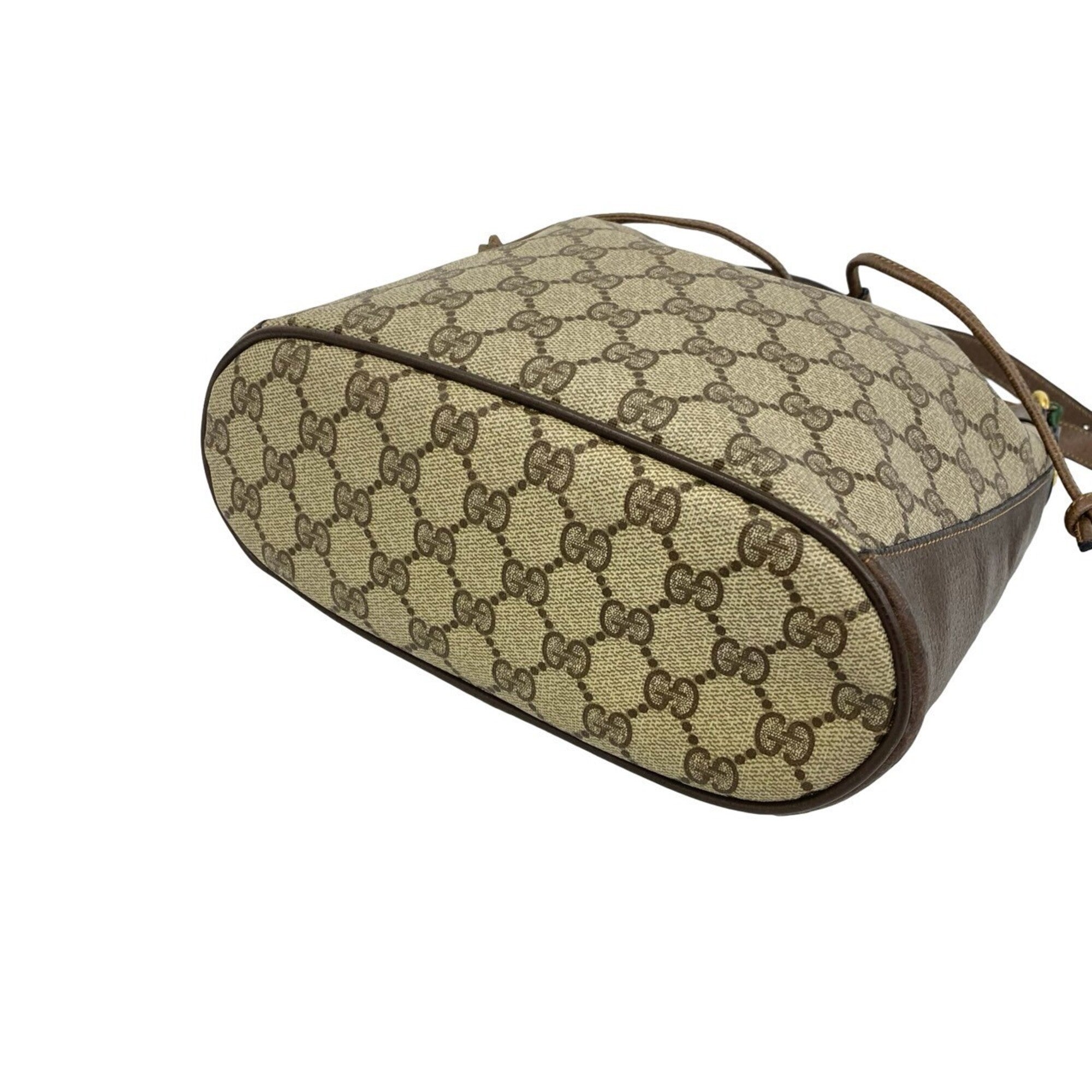 Gucci Brown Green Red Color Leather Pvc Shoulder Bag (Pre-Owned)