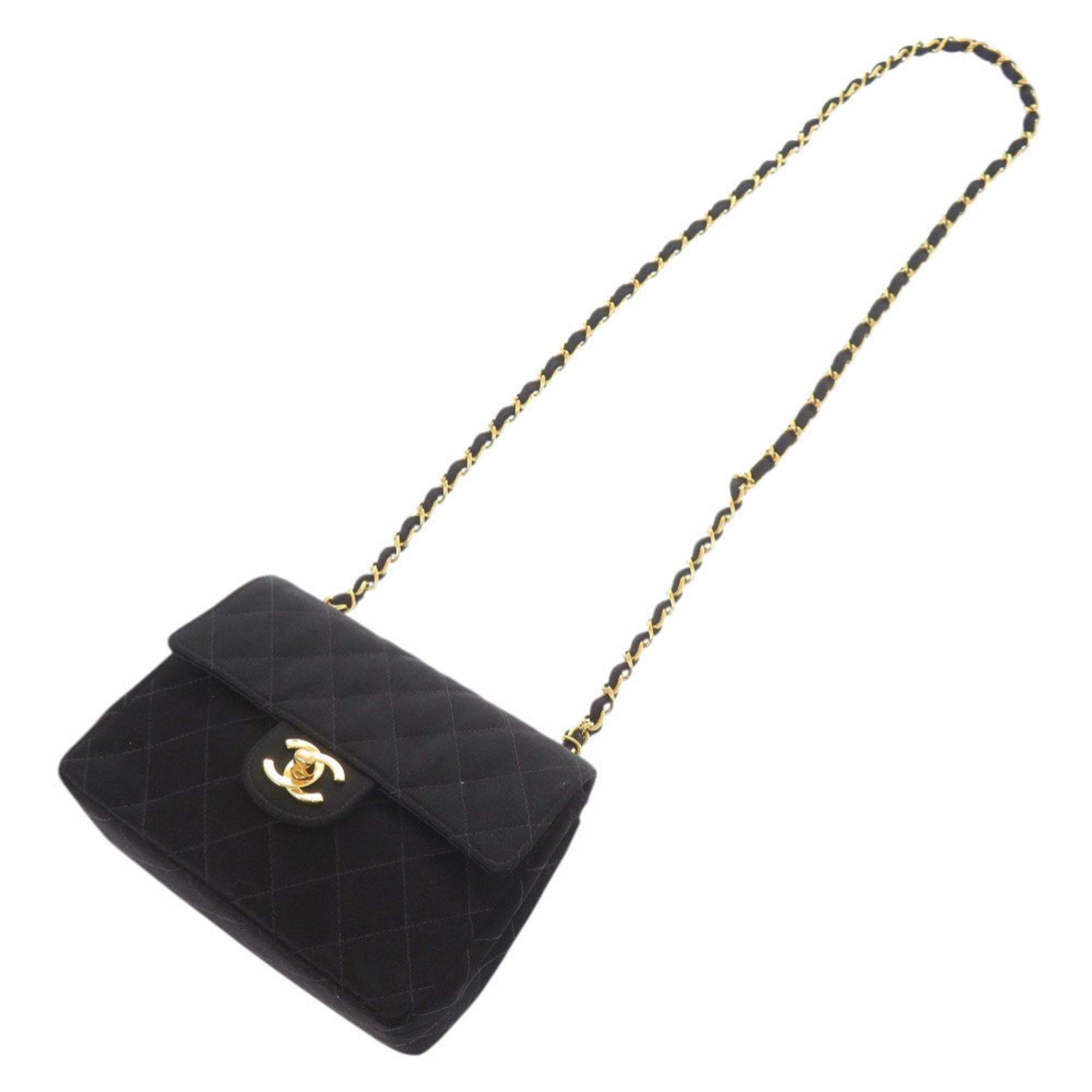 Chanel Black Satin Shoulder Bag (Pre-Owned)