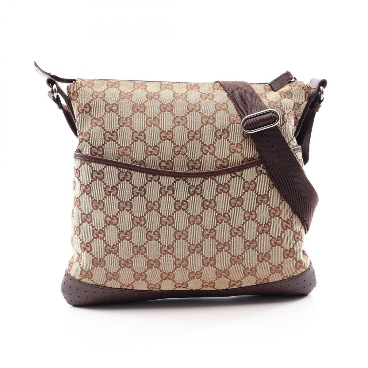 Gucci Beige Brown Canvas Leather Handbag Shoulder Bag (Pre-Owned)