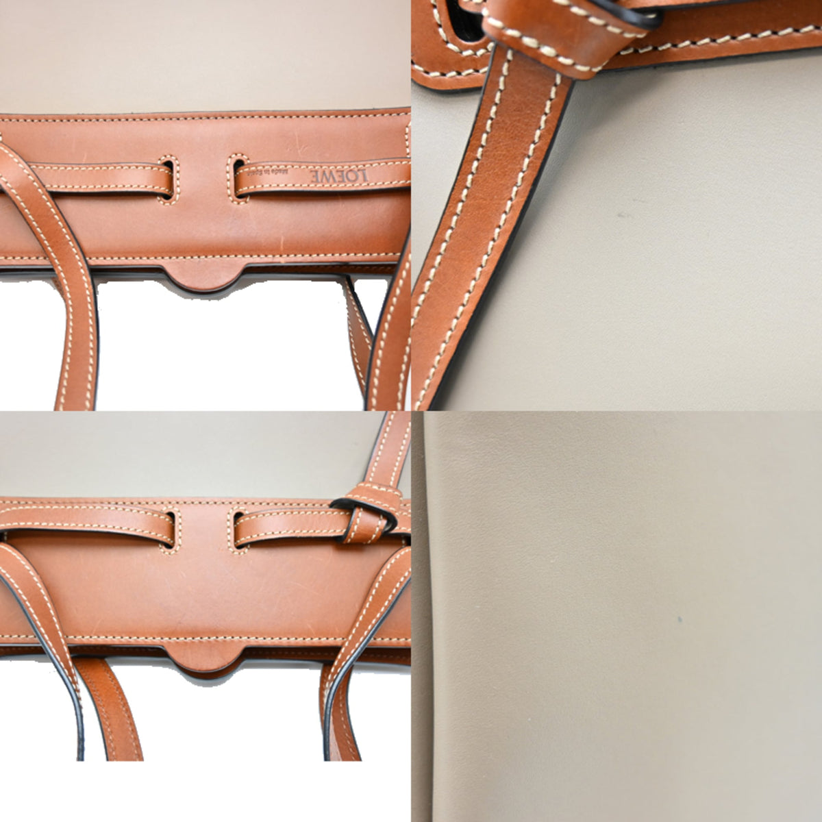 Loewe Beige Grayish Leather Shoulder Bag (Pre-Owned)