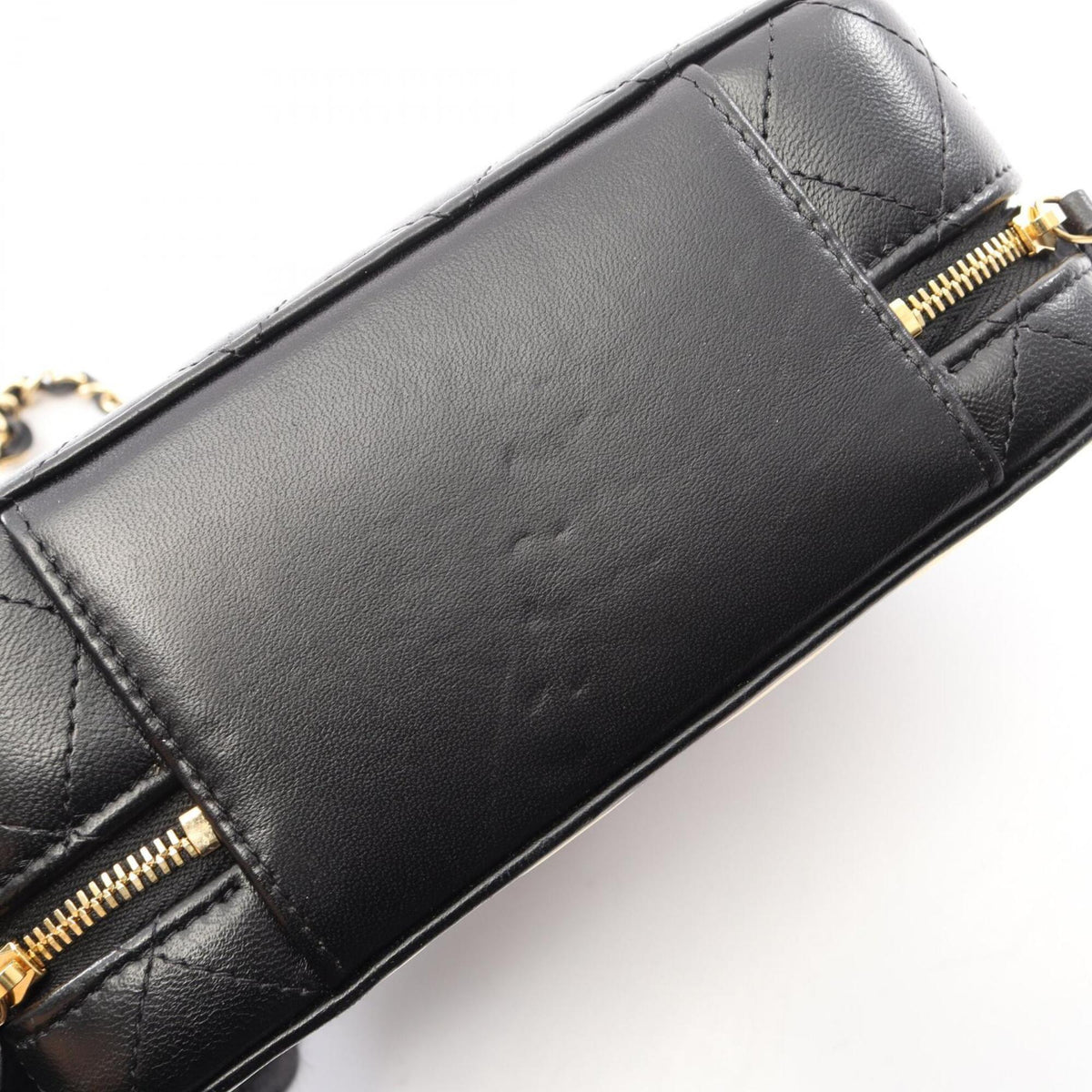 Chanel Black Gold Leather Handbag Shoulder Bag Vanity Bag (Pre-Owned)