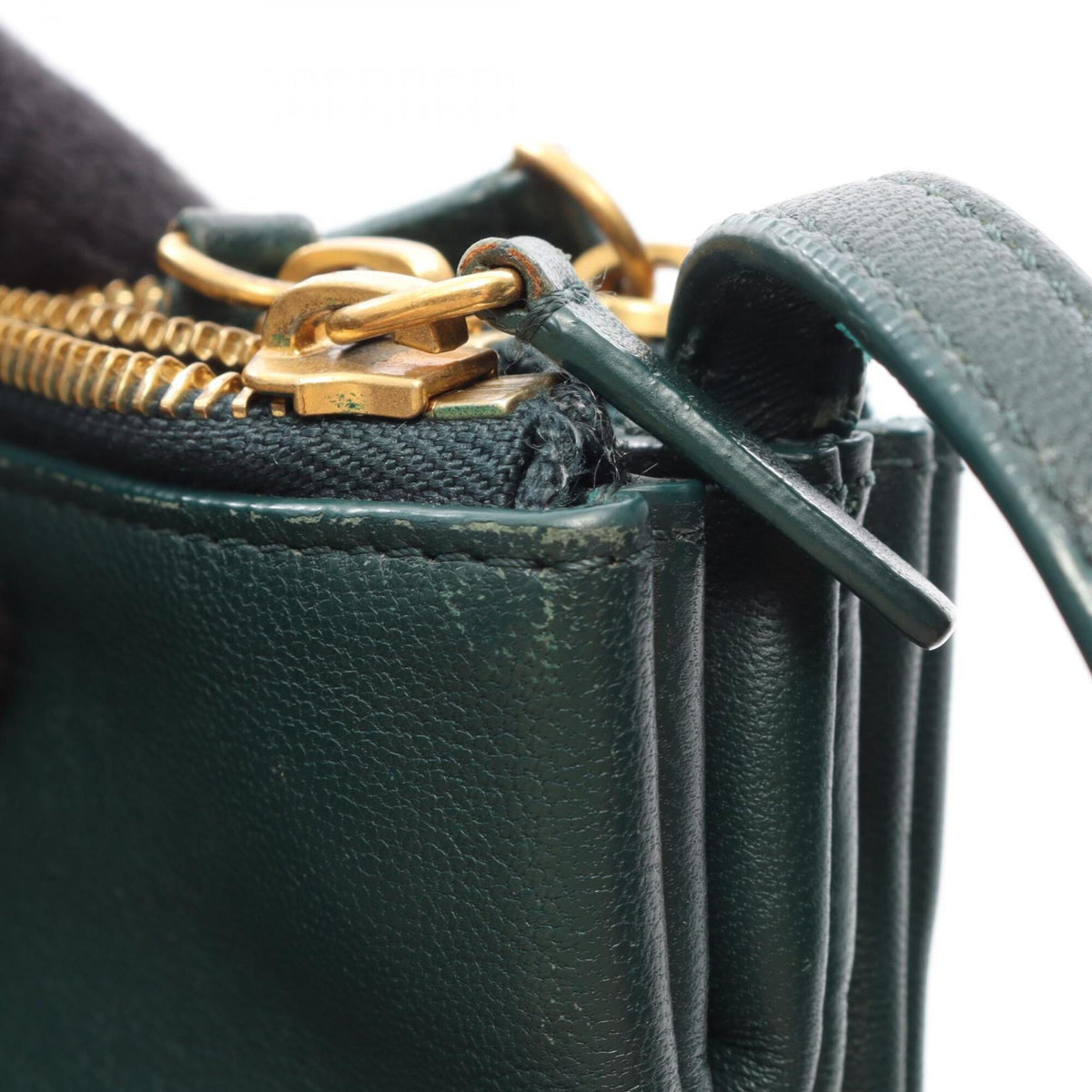 Celine Green Leather Handbag Shoulder Bag (Pre-Owned)