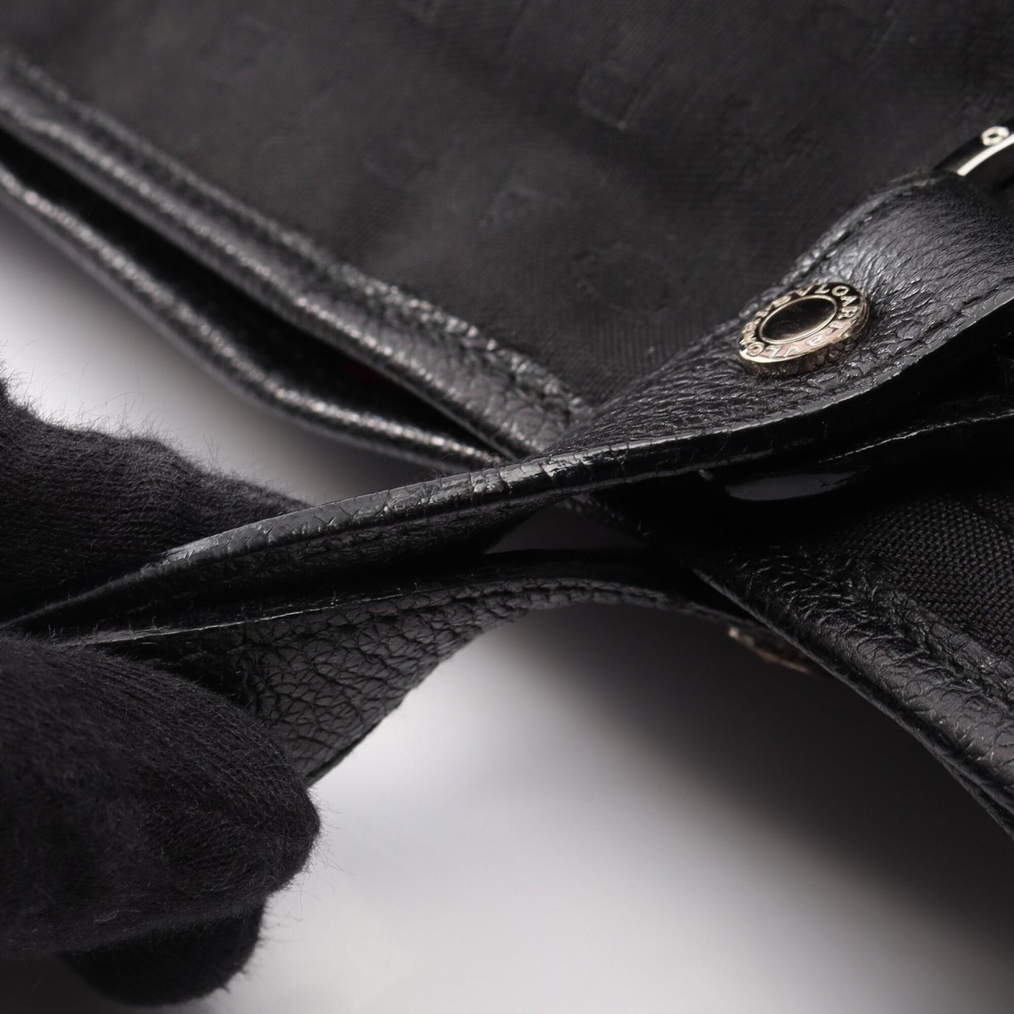 Bvlgari Black Canvas Leather Handbag Tote Bag (Pre-Owned)