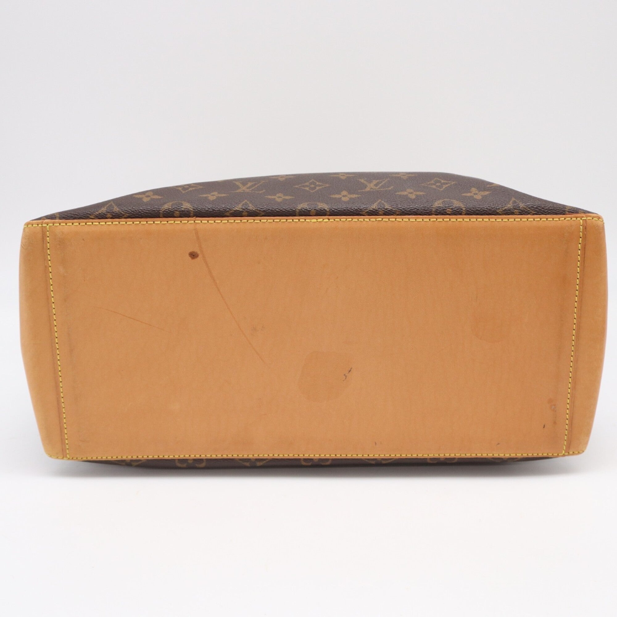 Louis Vuitton Beige Brown Coated Canvas Leather Handbag (Pre-Owned)