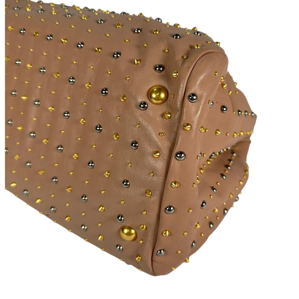 Miu Miu Pink Beige Leather Handbag Tote Bag (Pre-Owned)