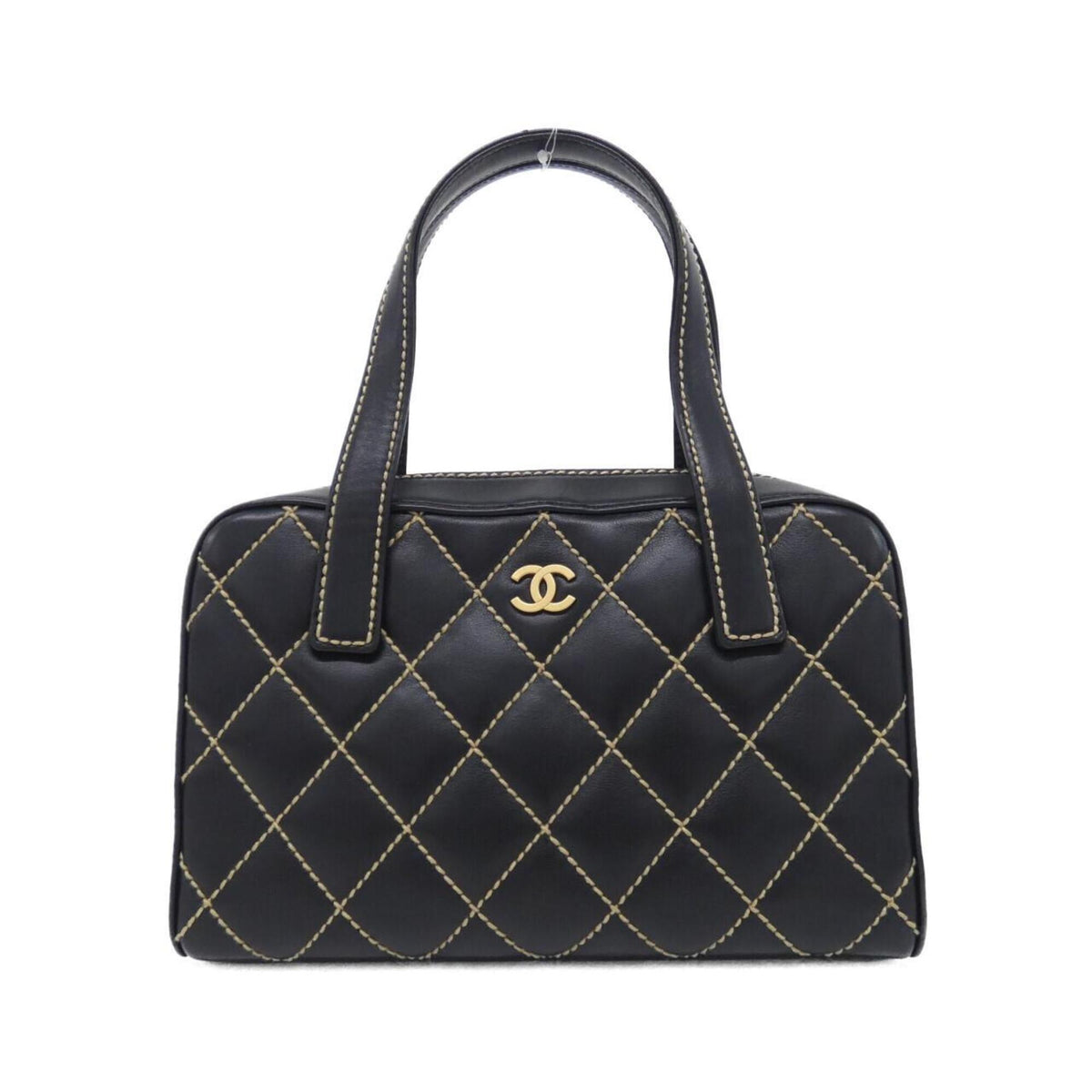 Chanel Beige Black Leather Handbag Pouch (Pre-Owned)