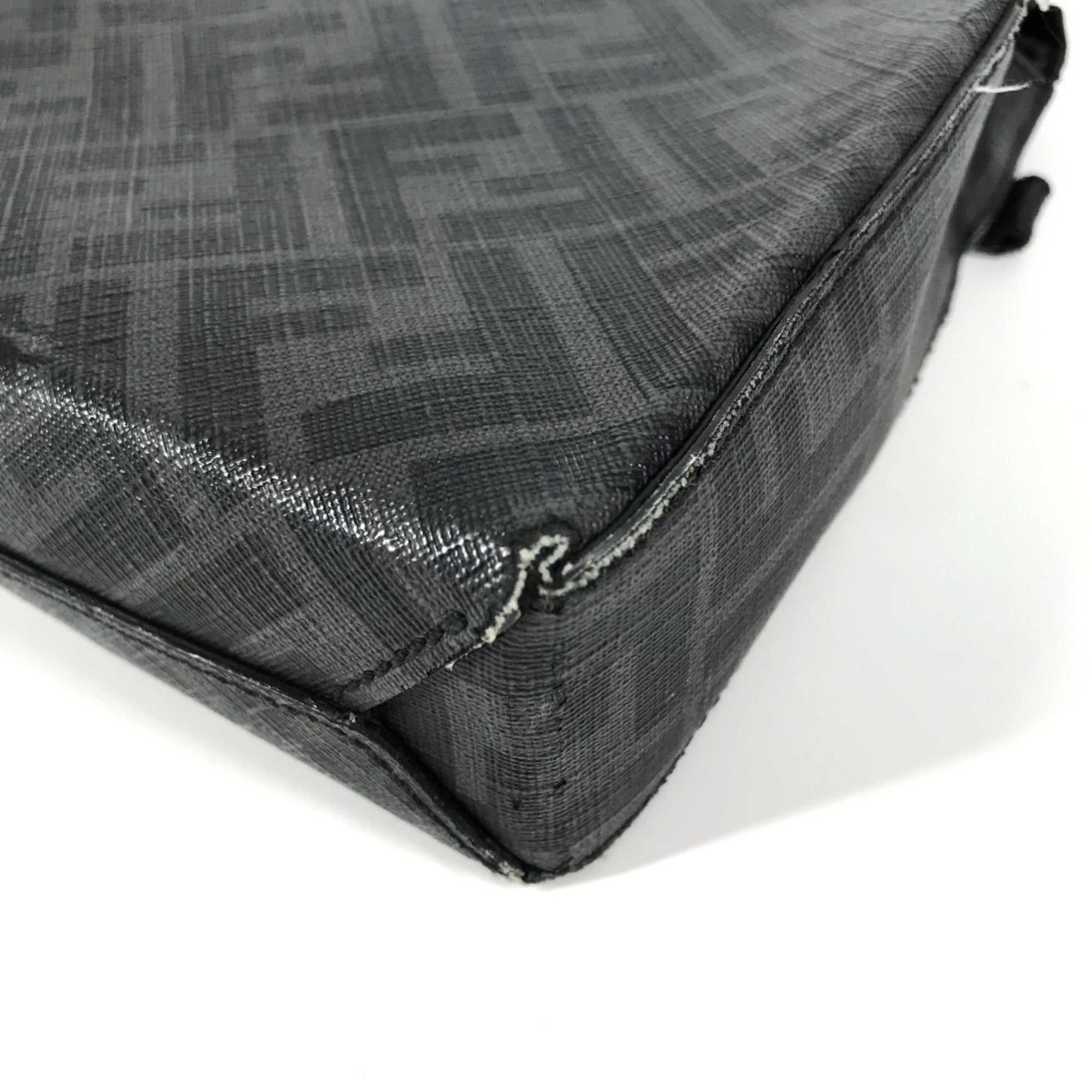 Fendi Zucca Black Gray Pvc Leather Clutch Bag (Pre-Owned)