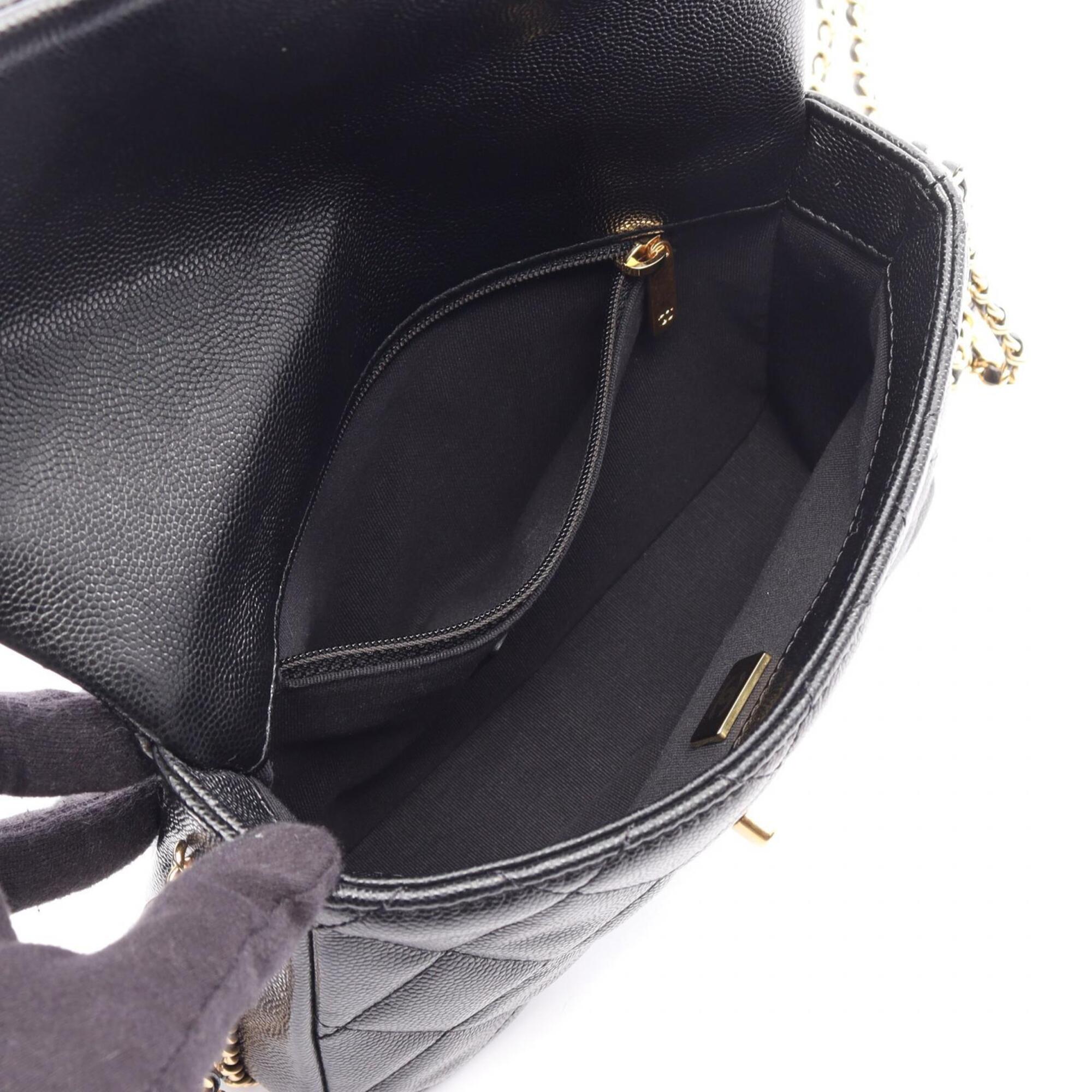 Chanel Black Grained Calfskin Handbag Shoulder Bag (Pre-Owned)