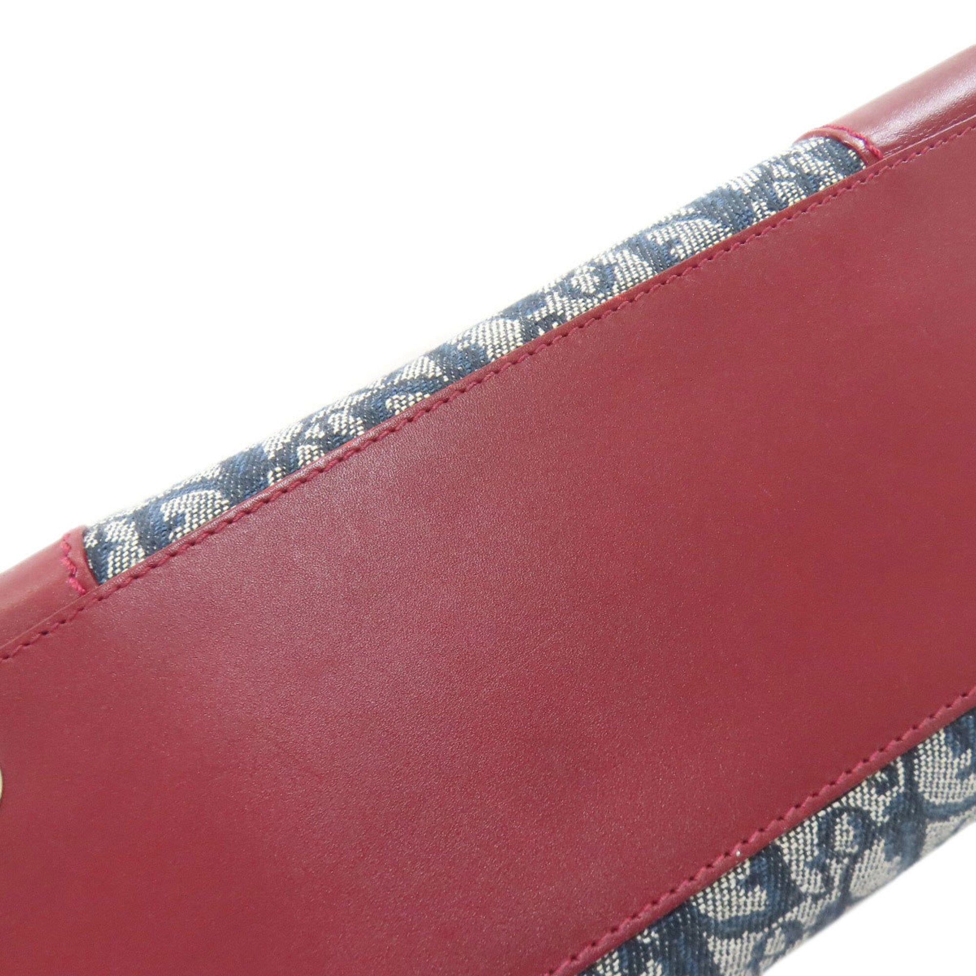 Christian Dior Navy Red Color Canvas Tote Bag (Pre-Owned)