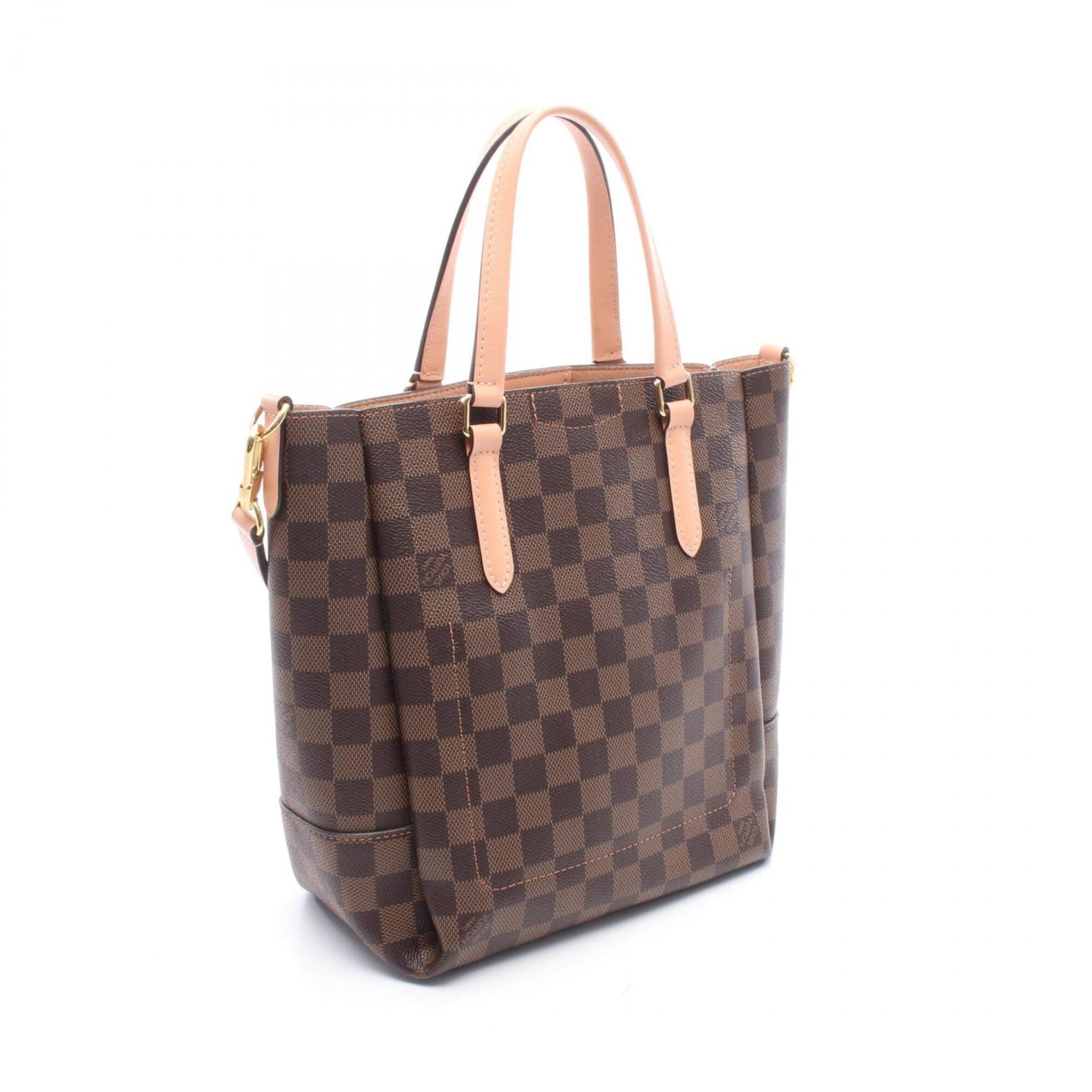 Louis Vuitton Brown Damier Canvas Pink Coated Canvas Leather Handbag Tote Bag (Pre-Owned)
