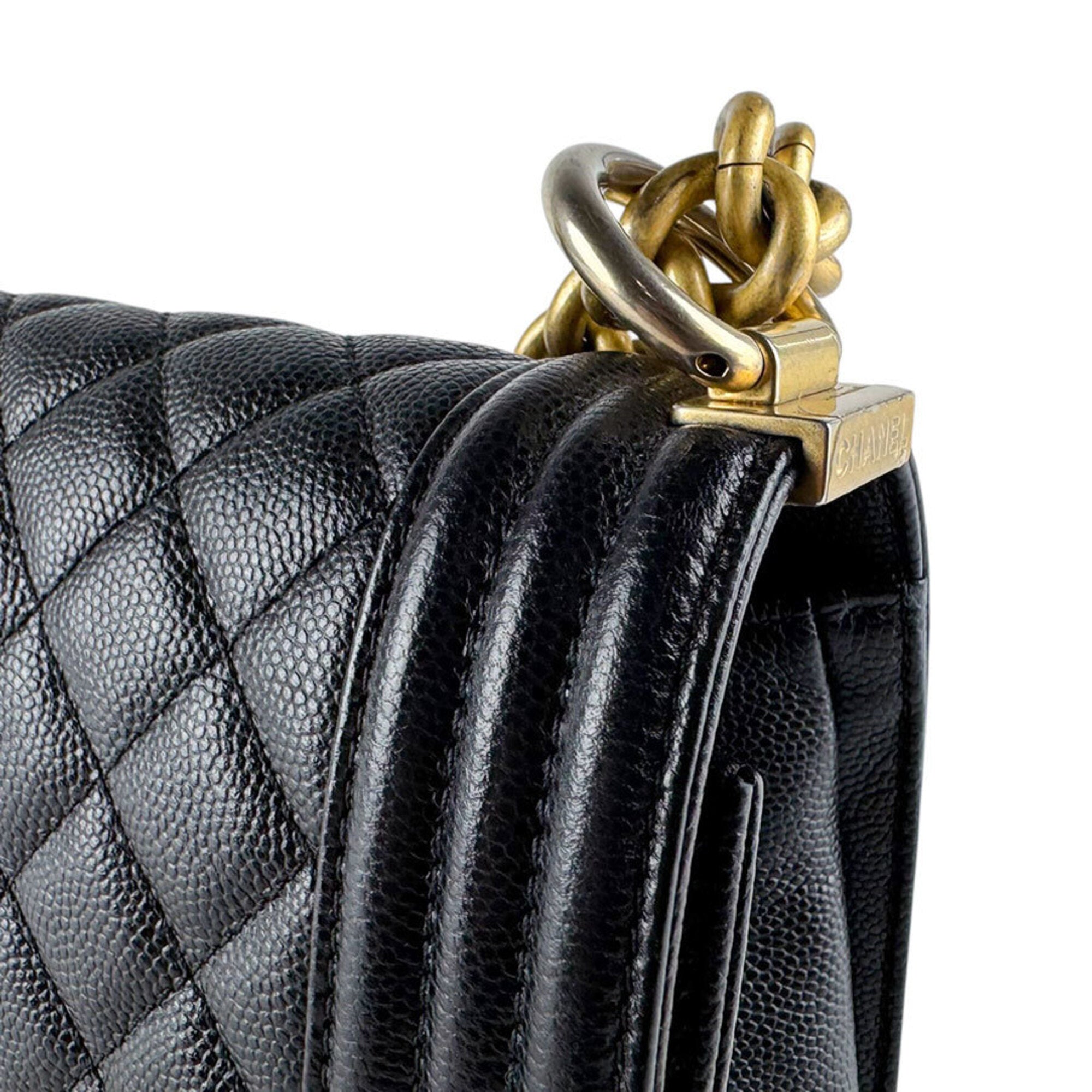 Chanel Black Grained Calfskin Shoulder Bag (Pre-Owned)