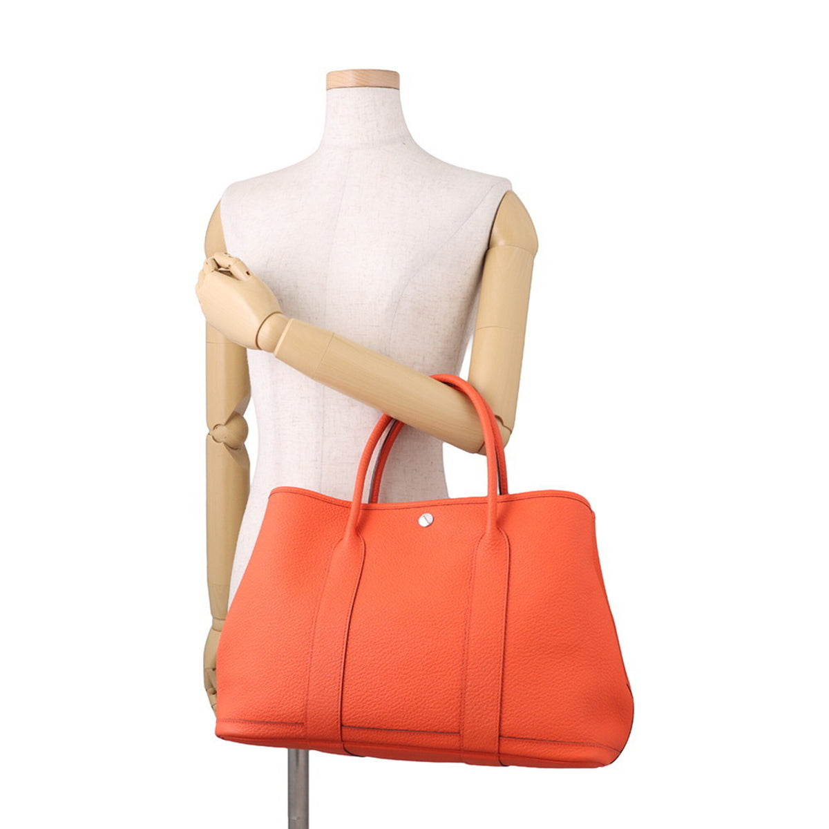 Hermes Garden Orange Poppy Country Leather Handbag Tote Bag (Pre-Owned)