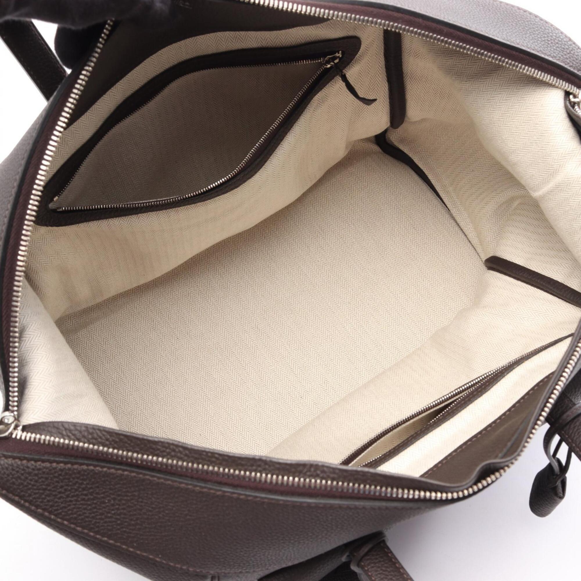 Hermes Brown Leather Boston Bag Handbag (Pre-Owned)