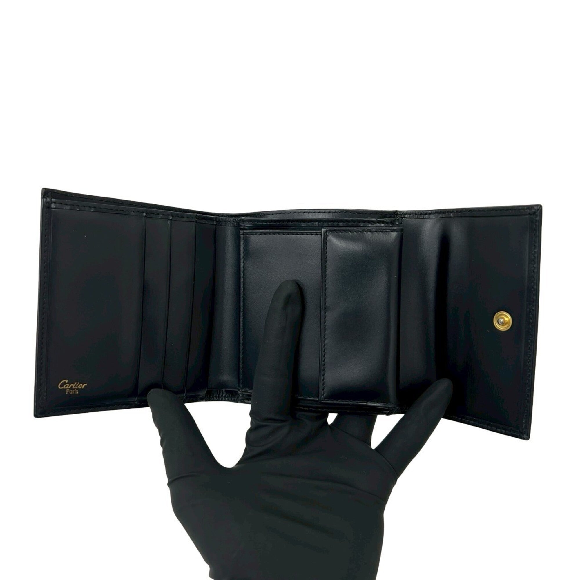 Cartier Black Leather Wallet (Tri-Fold) (Pre-Owned)