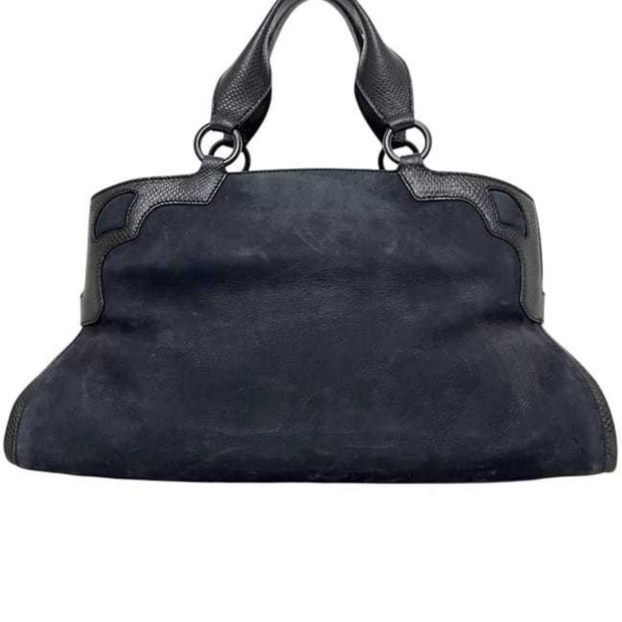 Cartier Black Leather Suede Handbag (Pre-Owned)