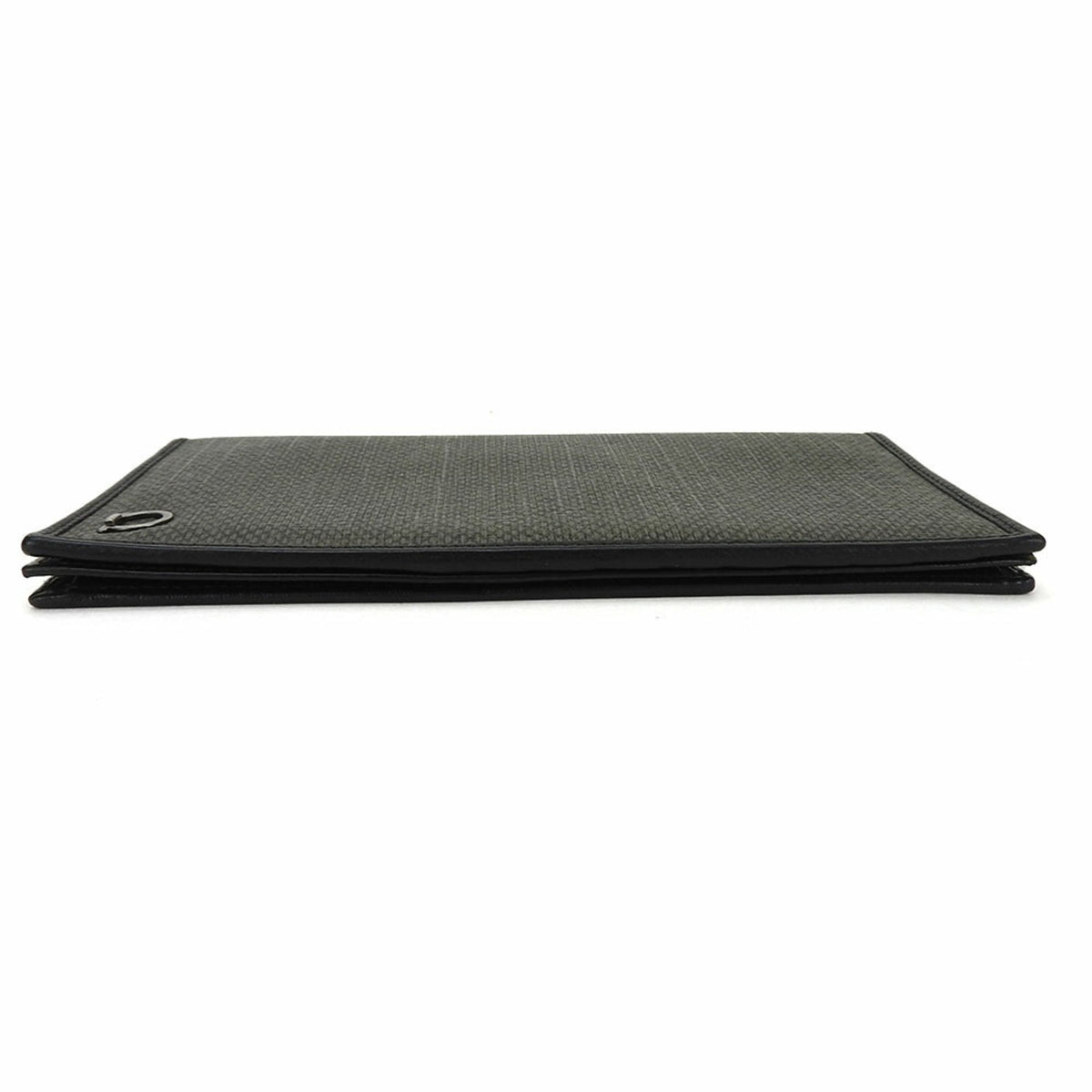 Salvatore Ferragamo Gancini Black Gray Pvc Leather Long Wallet (Bi-Fold) (Pre-Owned)