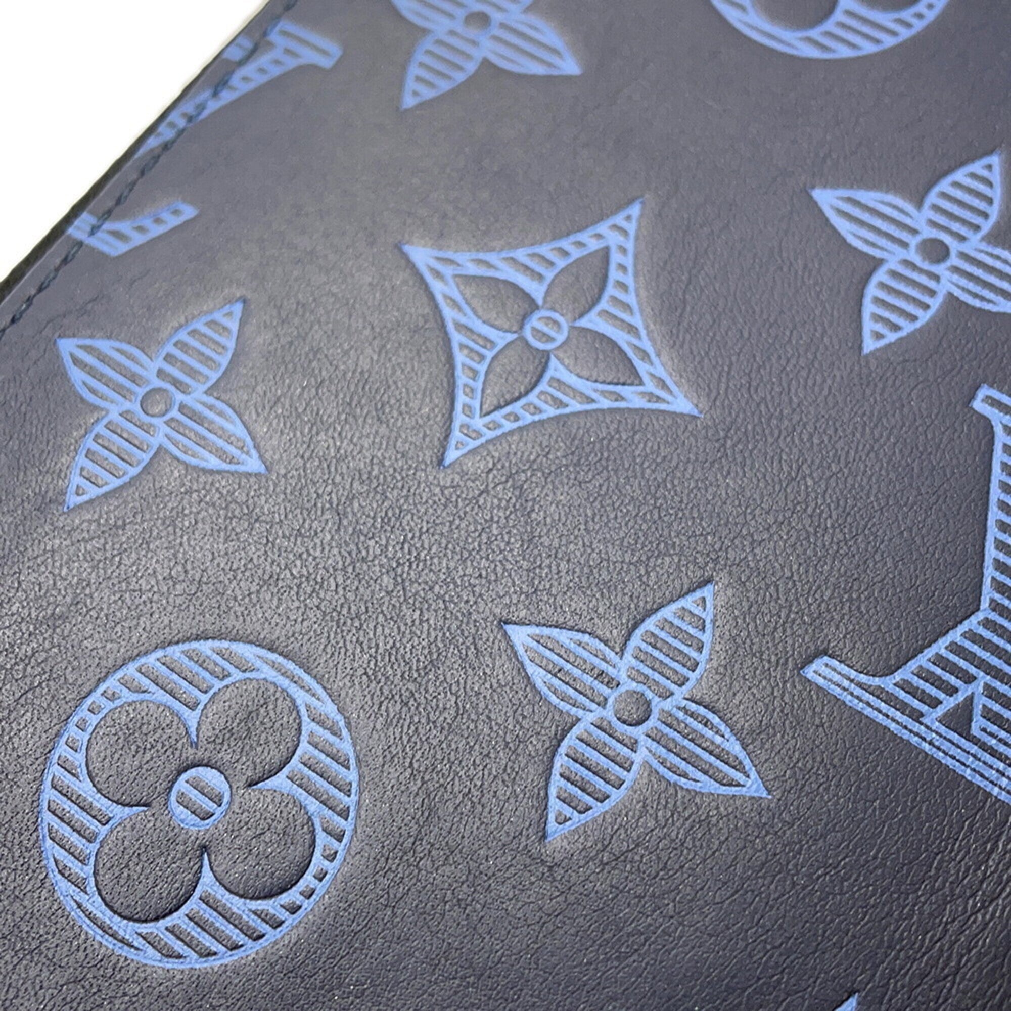 Louis Vuitton Monogram Shadow Navy Monogram Shadow Long Wallet (Bi-Fold) (Pre-Owned)