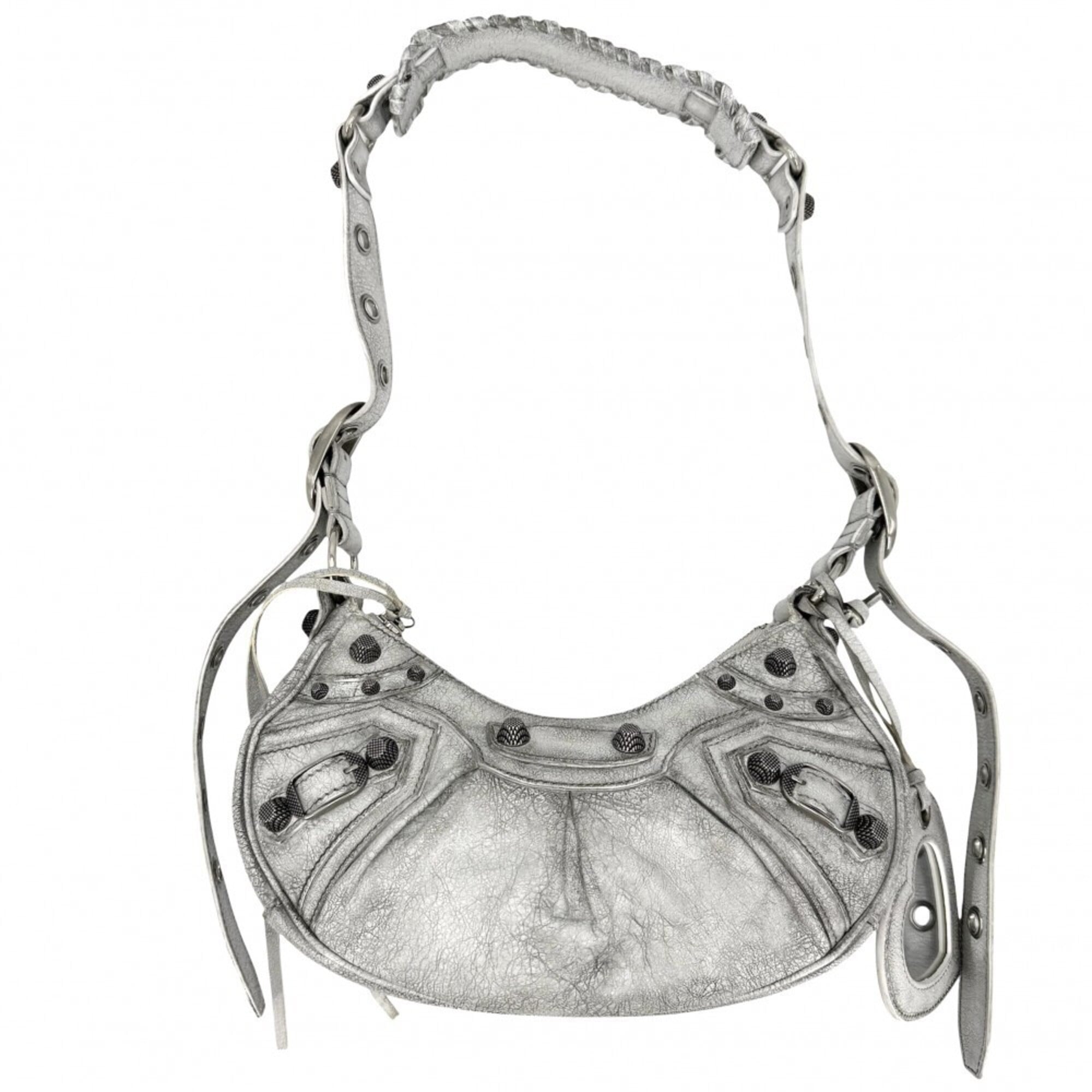 Balenciaga Gray White Leather Shoulder Bag (Pre-Owned)