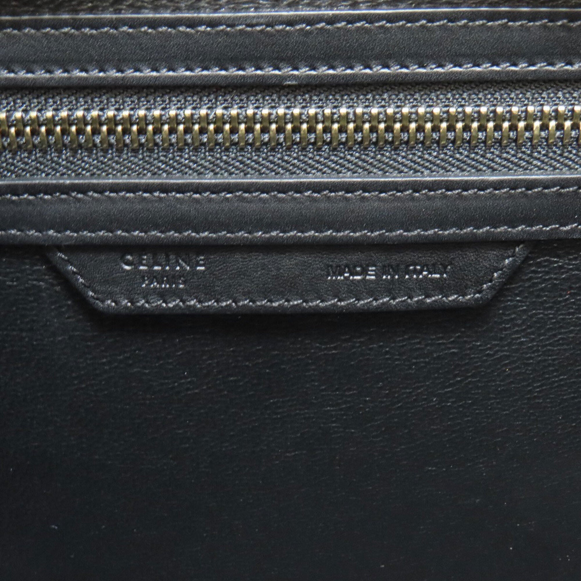 Celine Black Green White Leather Canvas Handbag (Pre-Owned)
