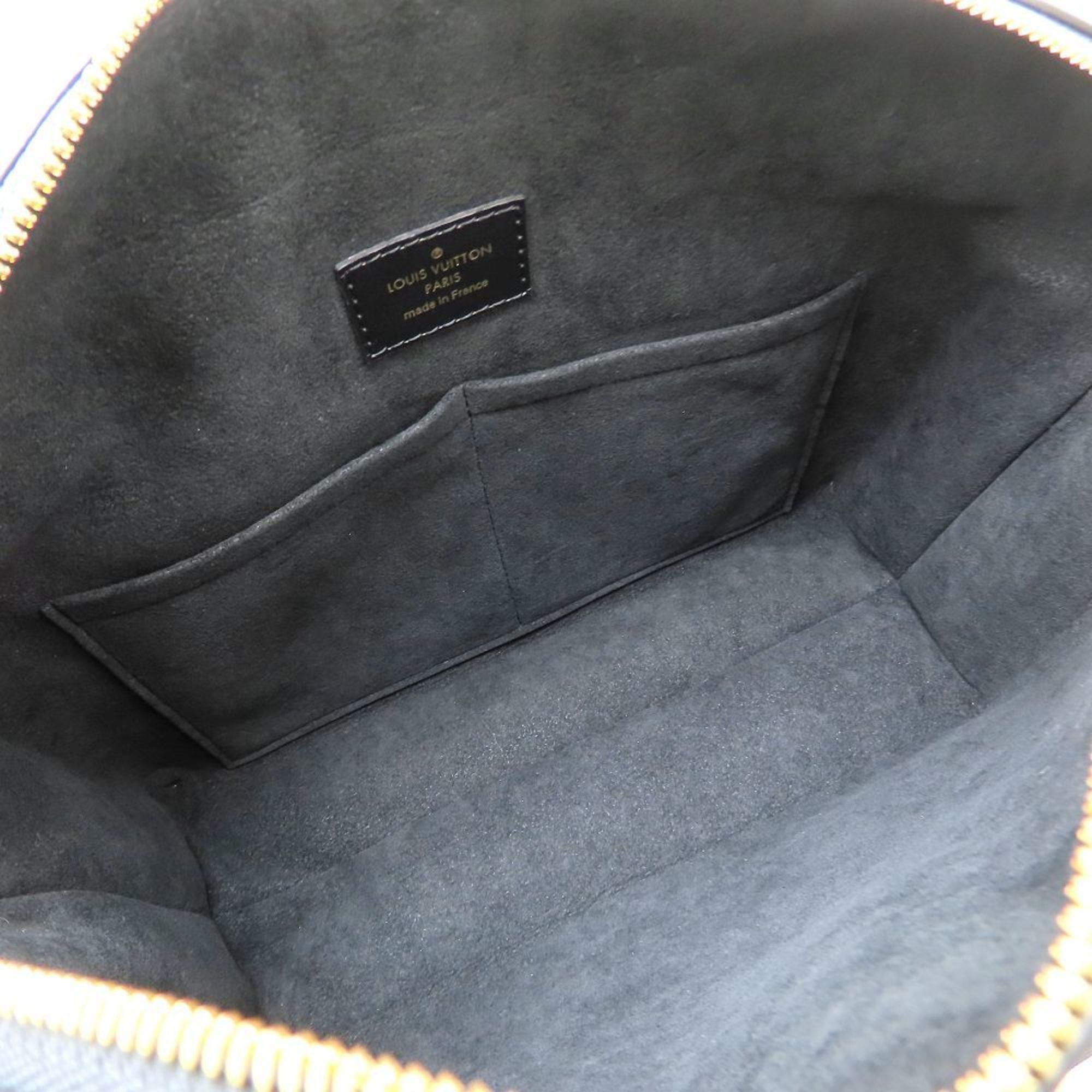 Louis Vuitton Black Brown Canvas Leather Handbag (Pre-Owned)