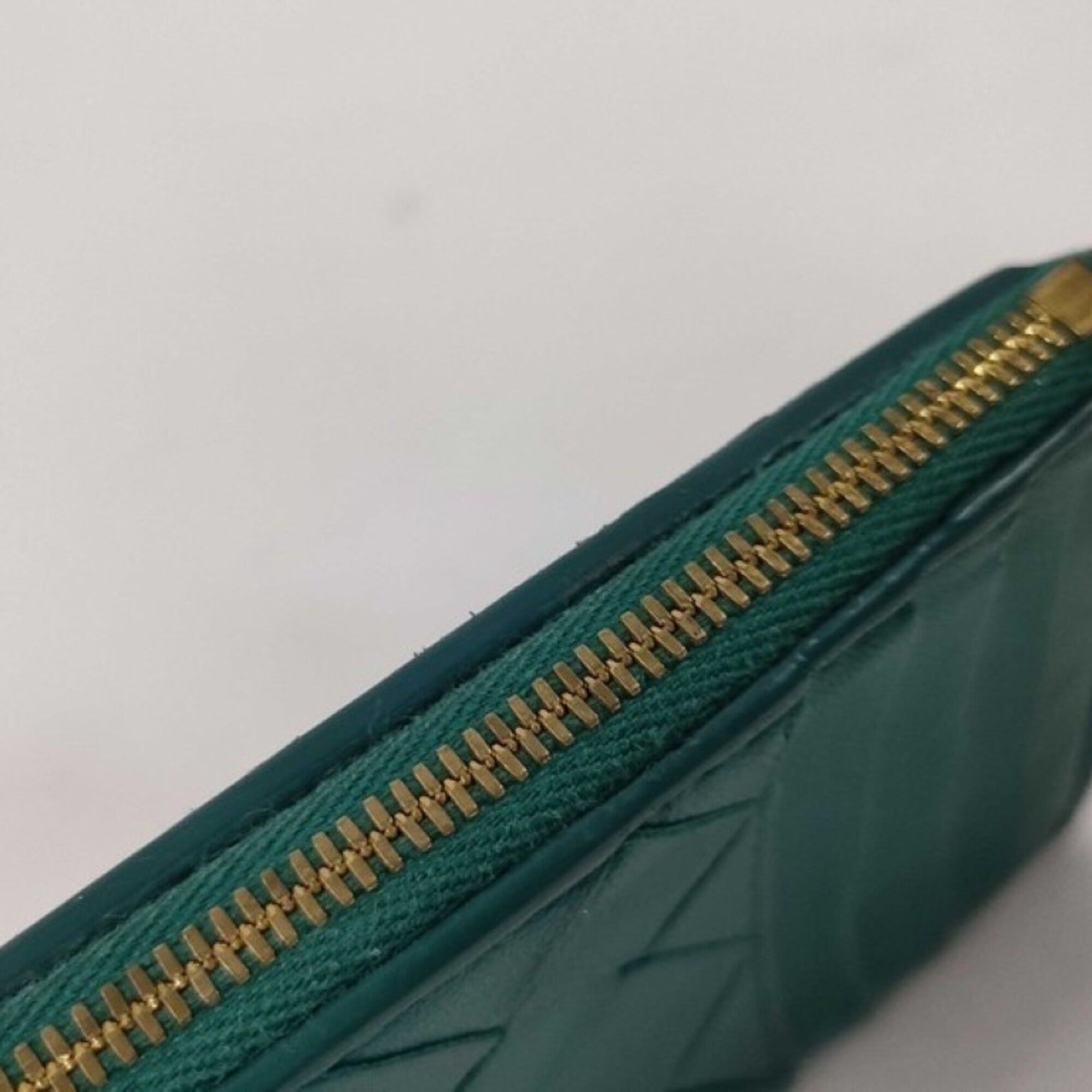 Bottega Veneta Intrecciato Green Leather Coin Purse/Coin Case (Pre-Owned)