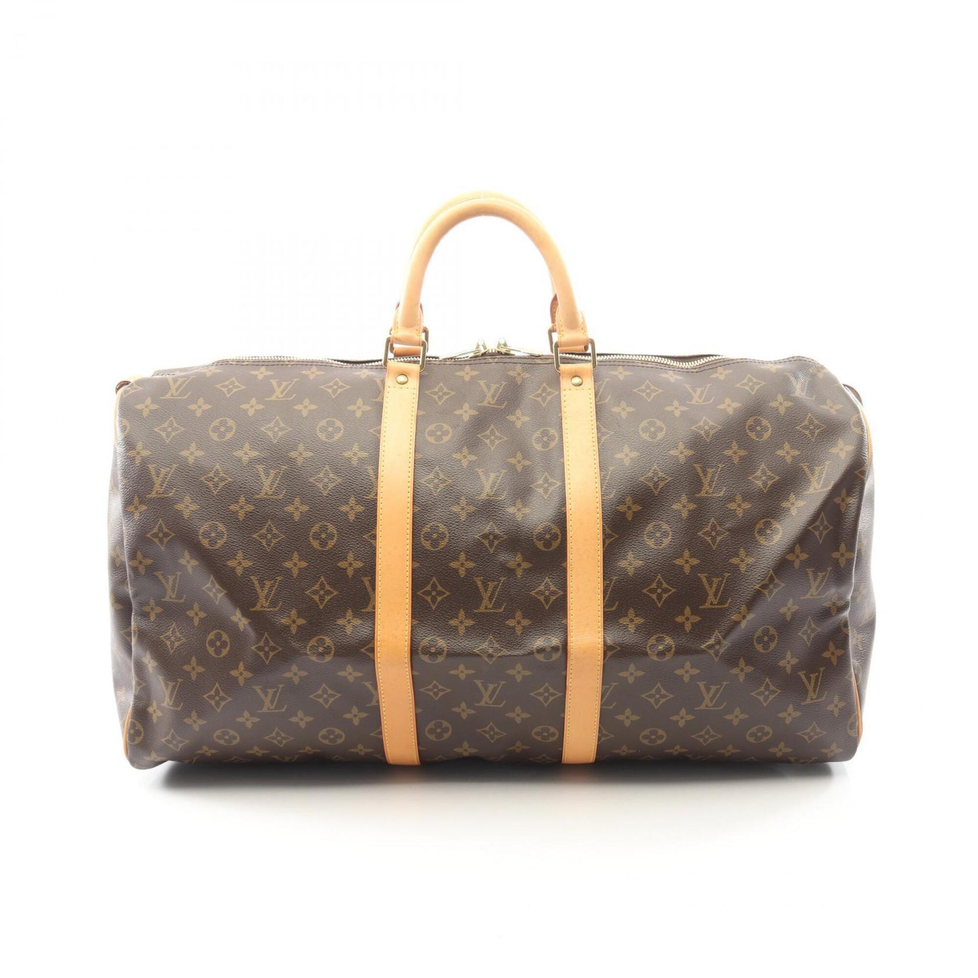Louis Vuitton Brown Coated Canvas Leather Boston Bag Handbag (Pre-Owned)