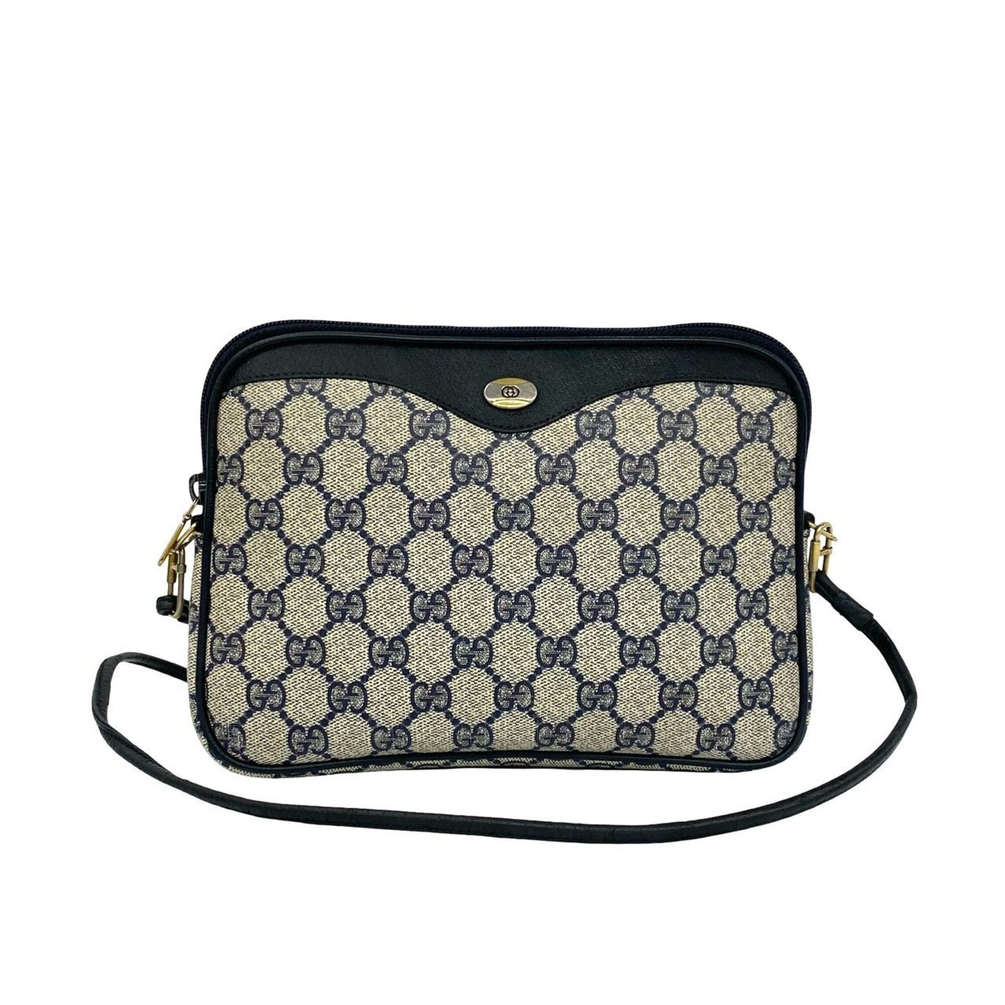 Gucci Navy Leather Pvc Pochette Shoulder Bag (Pre-Owned)