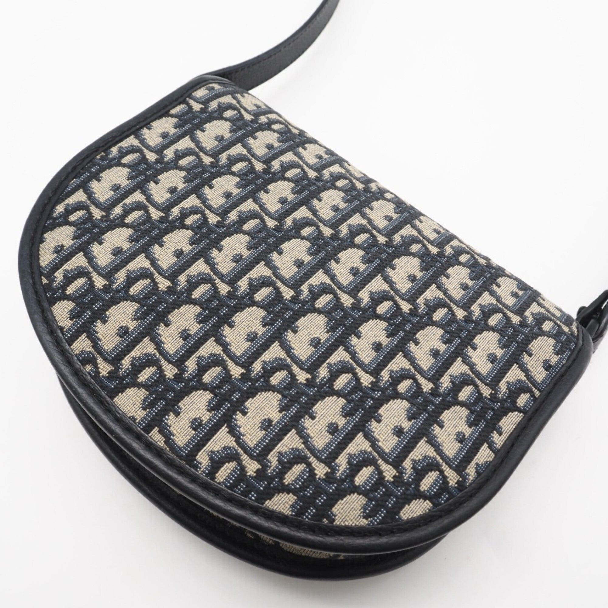 Christian Dior Gray Navy Cotton Canvas Shoulder Bag (Pre-Owned)