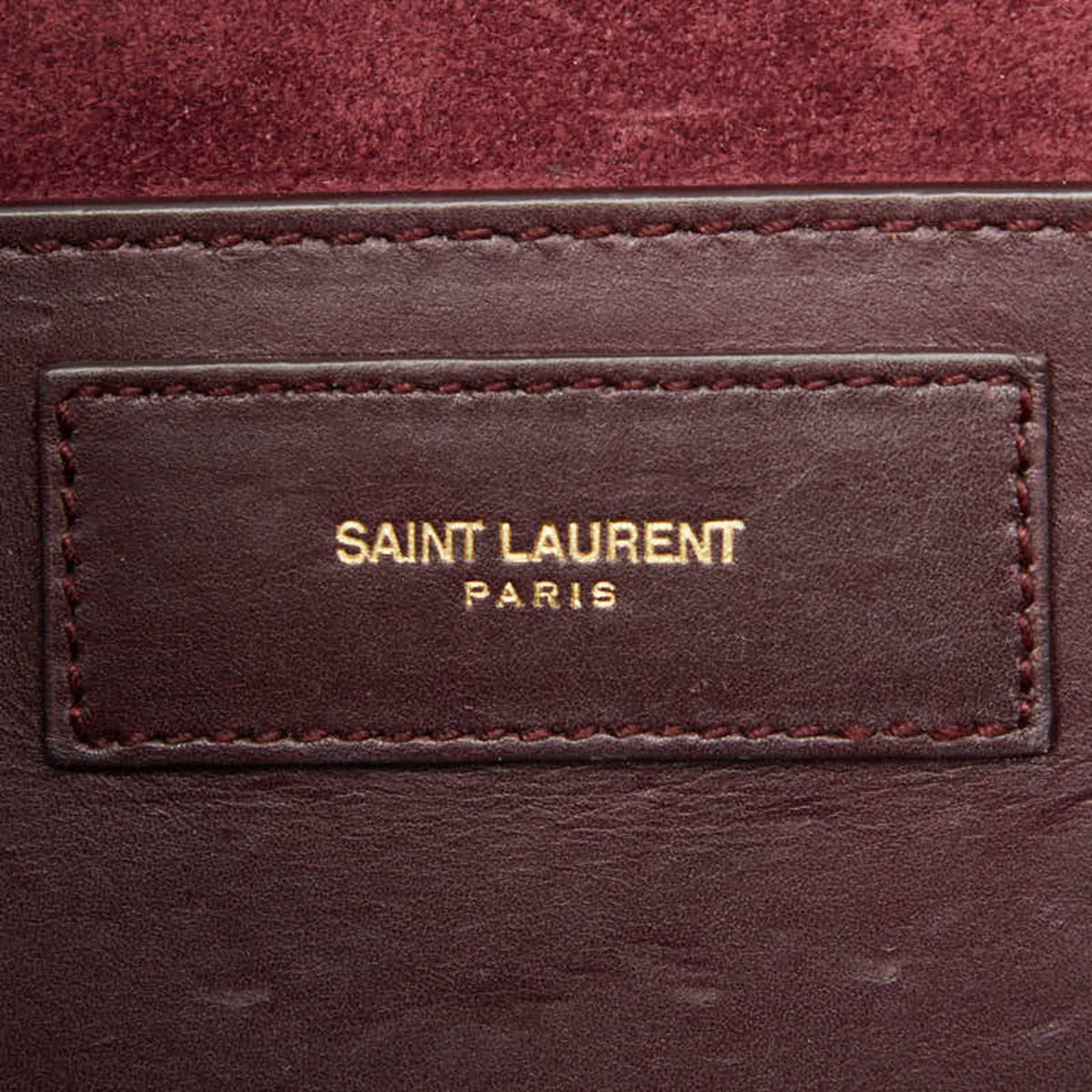 Saint Laurent Red Color Wine Leather Shoulder Bag (Pre-Owned)