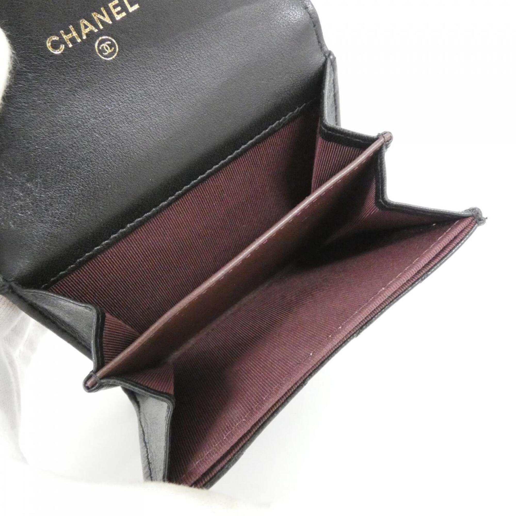 Chanel Black Leather Coin Purse/Coin Case (Pre-Owned)