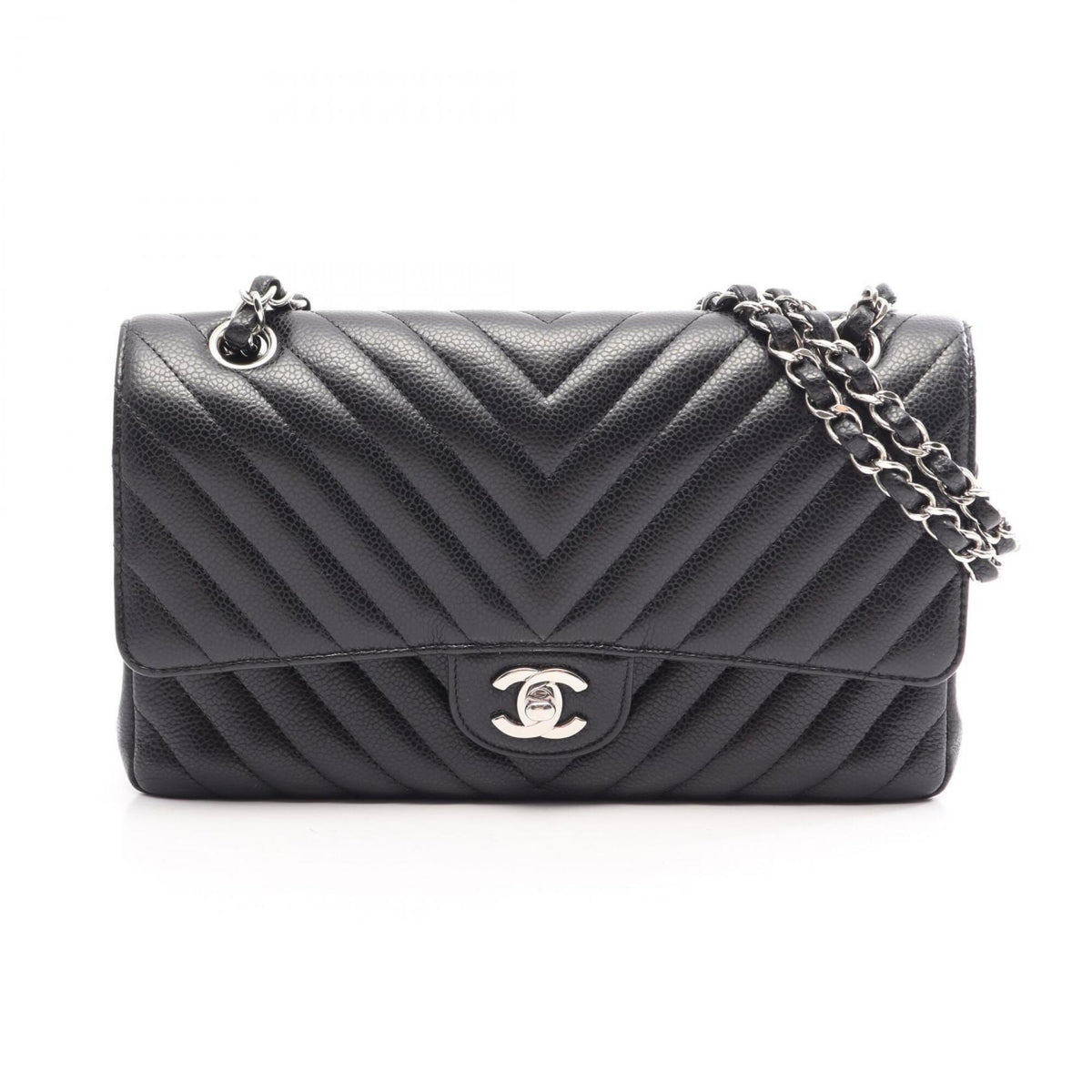 Chanel Black Grained Calfskin Handbag Shoulder Bag (Pre-Owned)
