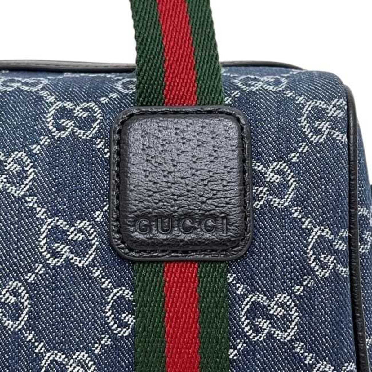 Gucci Blue Denim Canvas Boston Bag Shoulder Bag (Pre-Owned)
