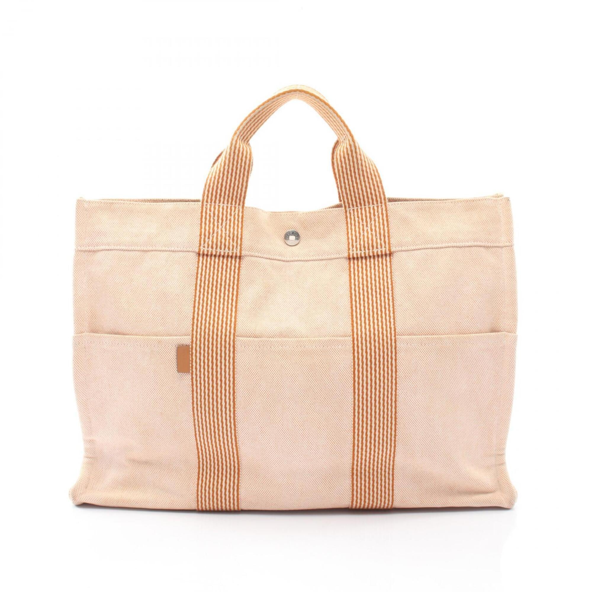 Hermes Brown Orange Canvas Handbag Tote Bag (Pre-Owned)