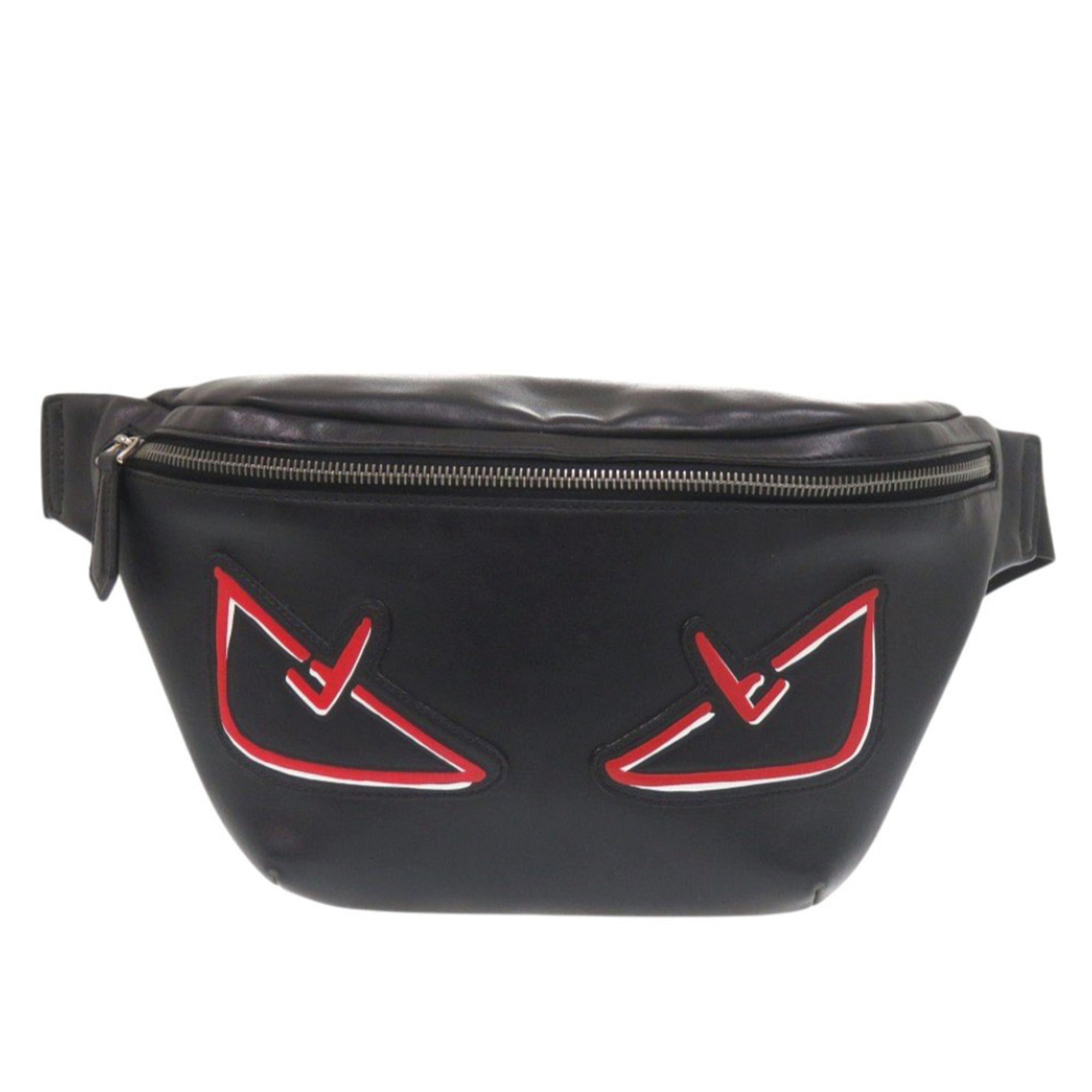 Fendi Black Red Color Leather Fanny Pack Sling Bag (Pre-Owned)
