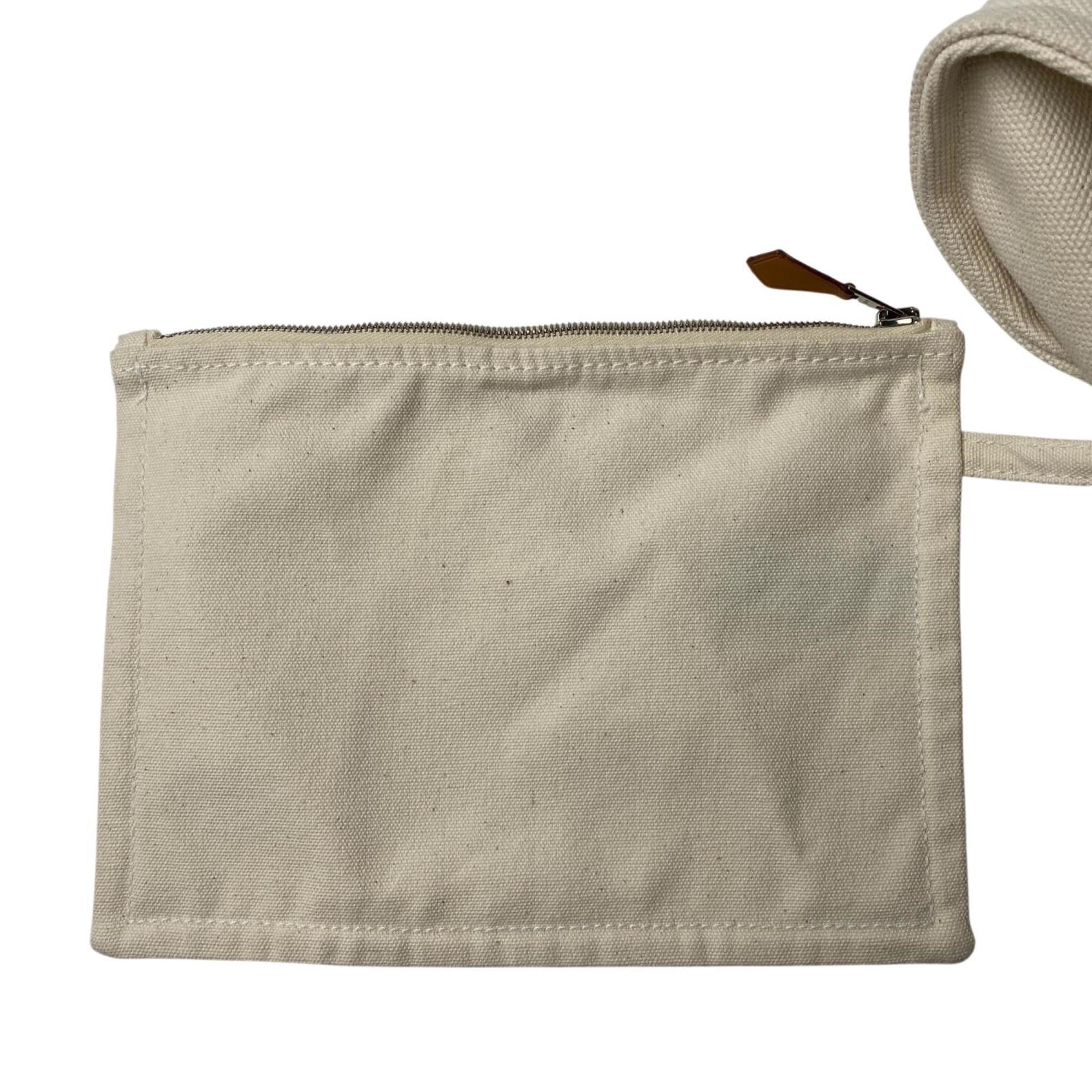 Hermes Ivory Canvas Pouch Tote Bag (Pre-Owned)