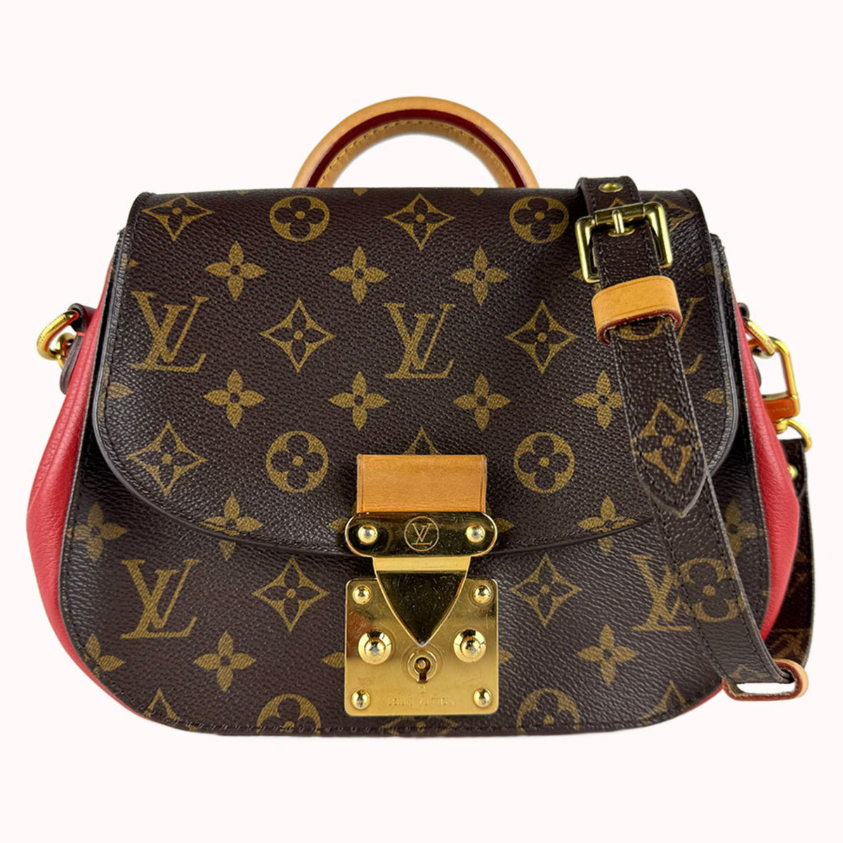 Louis Vuitton Brown Monogram Red Color Monogram Leather Shoulder Bag (Pre-Owned)