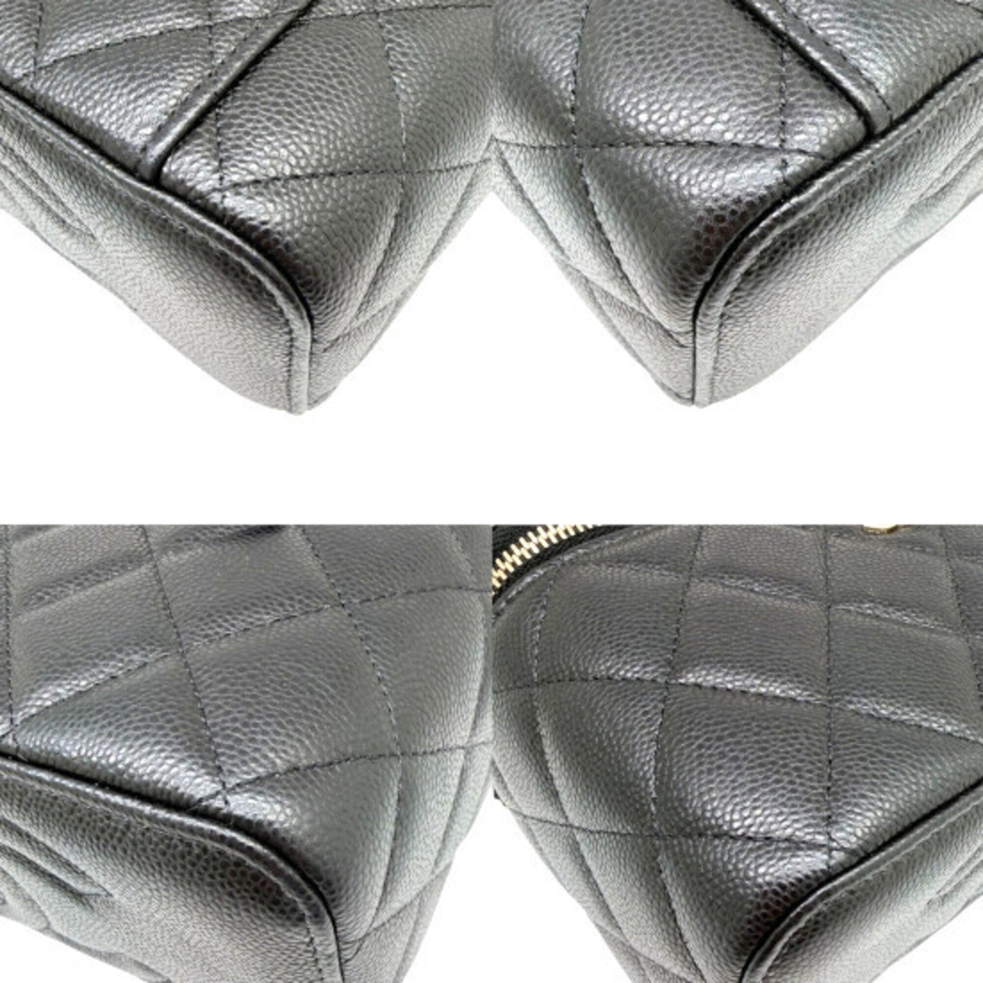 Chanel Black Grained Calfskin Shoulder Bag Vanity Bag (Pre-Owned)