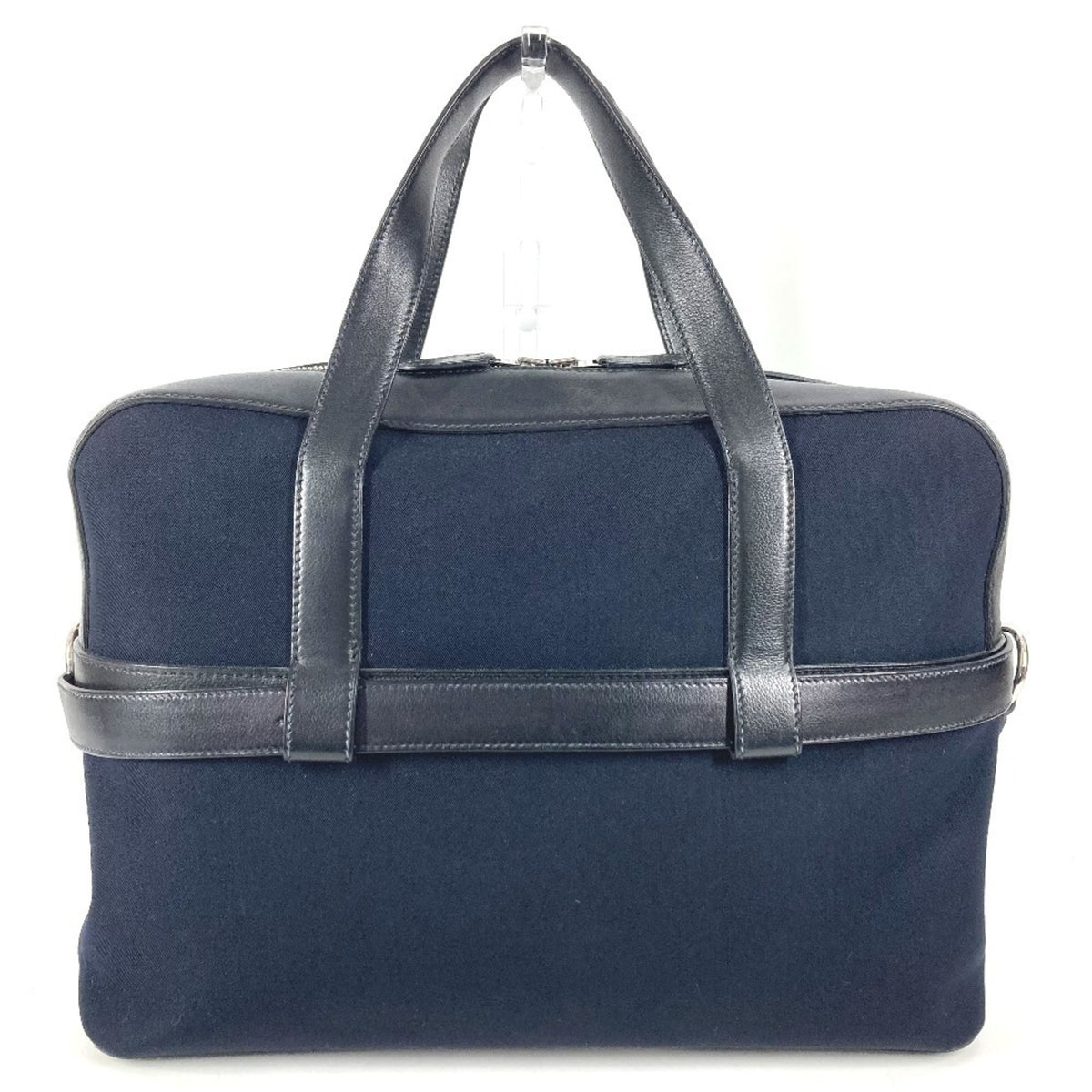 Hermes Black Canvas Leather Briefcase Handbag Tote Bag (Pre-Owned)