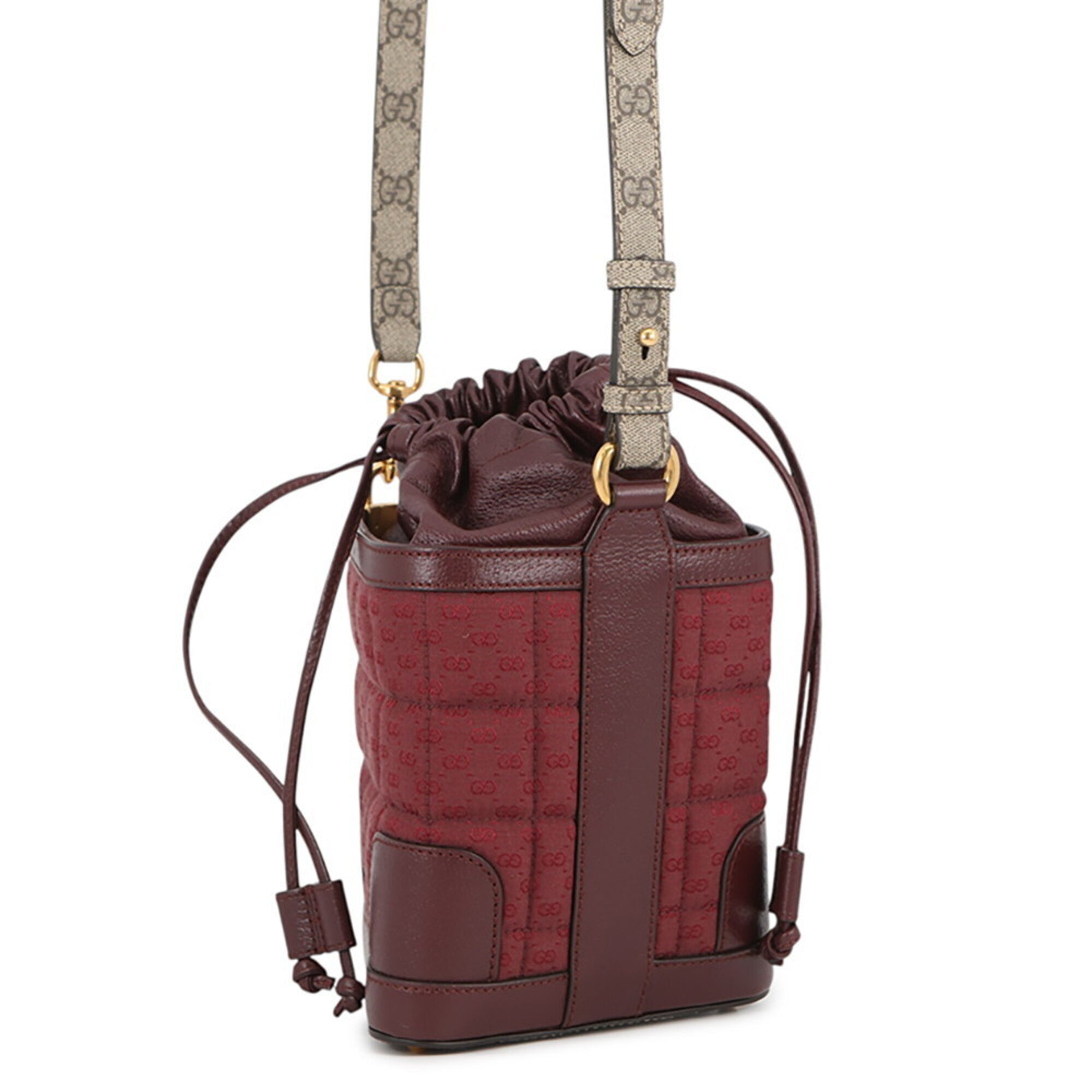 Gucci Bordeaux Gg Supreme Canvas Leather Shoulder Bag (Pre-Owned)