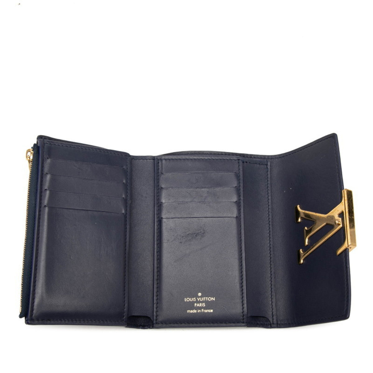 Louis Vuitton Navy Leather Wallet (Tri-Fold) (Pre-Owned)