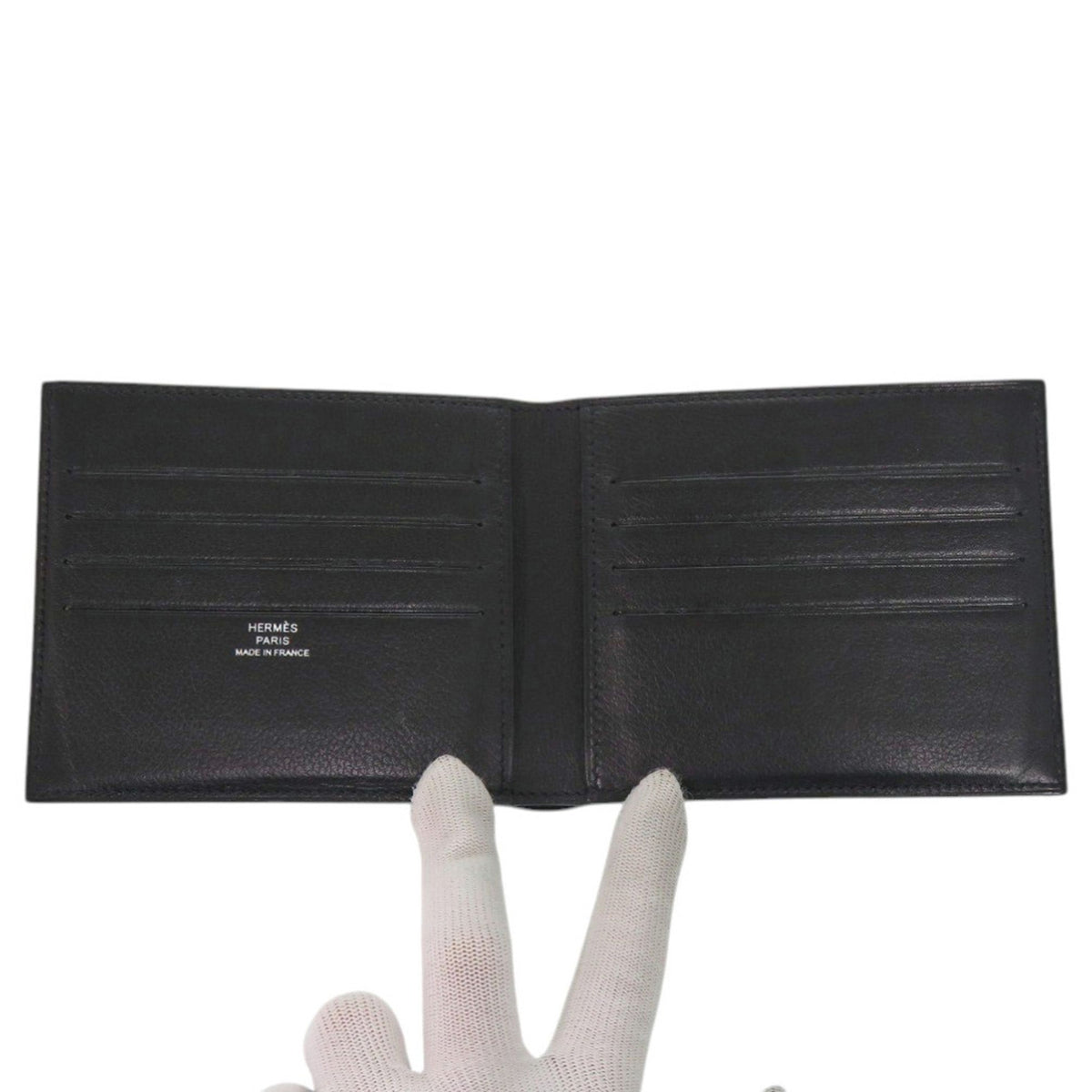 Hermes Black Evergrain Leather Wallet (Bi-Fold) (Pre-Owned)