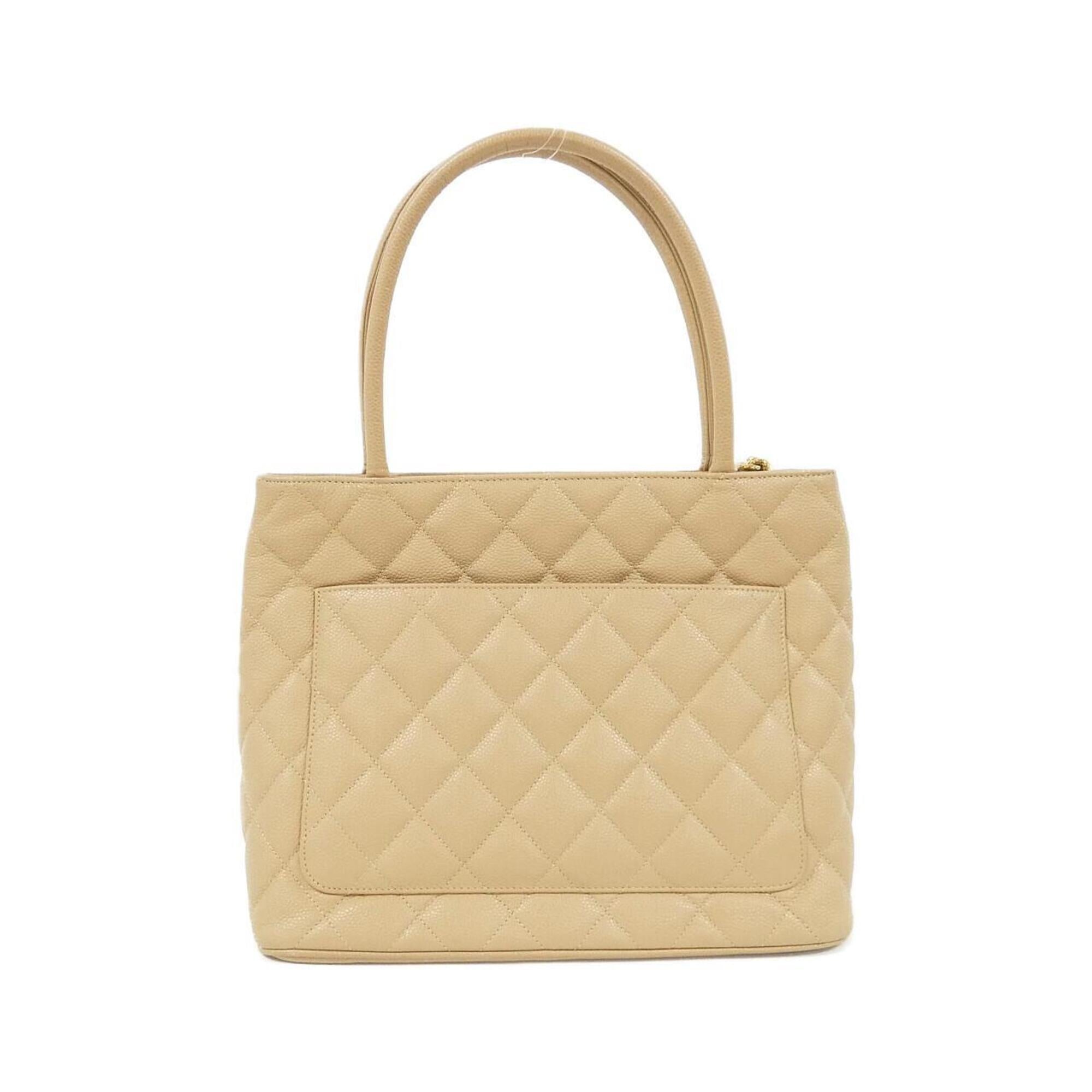 Chanel Beige Grained Calfskin Handbag (Pre-Owned)